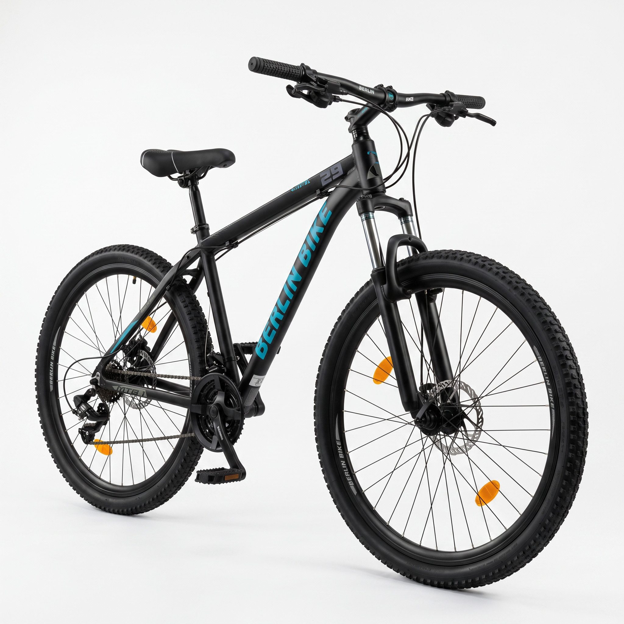 BERLIN BIKE Mountainbike MTB1 Serien-Komplettset 26/27,5/29 Zoll mit Shimano-Ausstattung, 21 Gang Shimano FD-TZ500/RD-TY300D Schaltwerk, Kettenschaltung, (Shimano Kurbel, Dacron Hydraulische Scheibenbremsen, Aluminiumrahmen), mit hydraulischen Scheibenbremsen