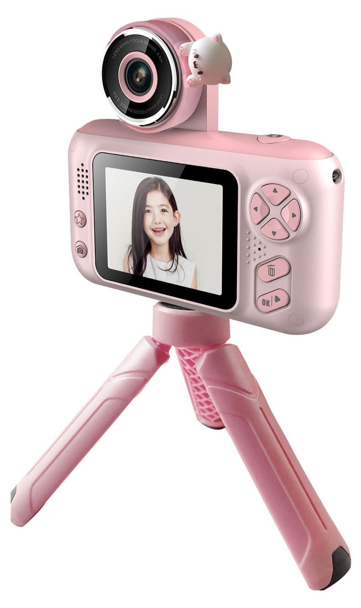 FELIXLEO Kinderkamera Digitale Selfie Kamera Videokamera 180° Flip Rosa Vollformat-Digitalkamera