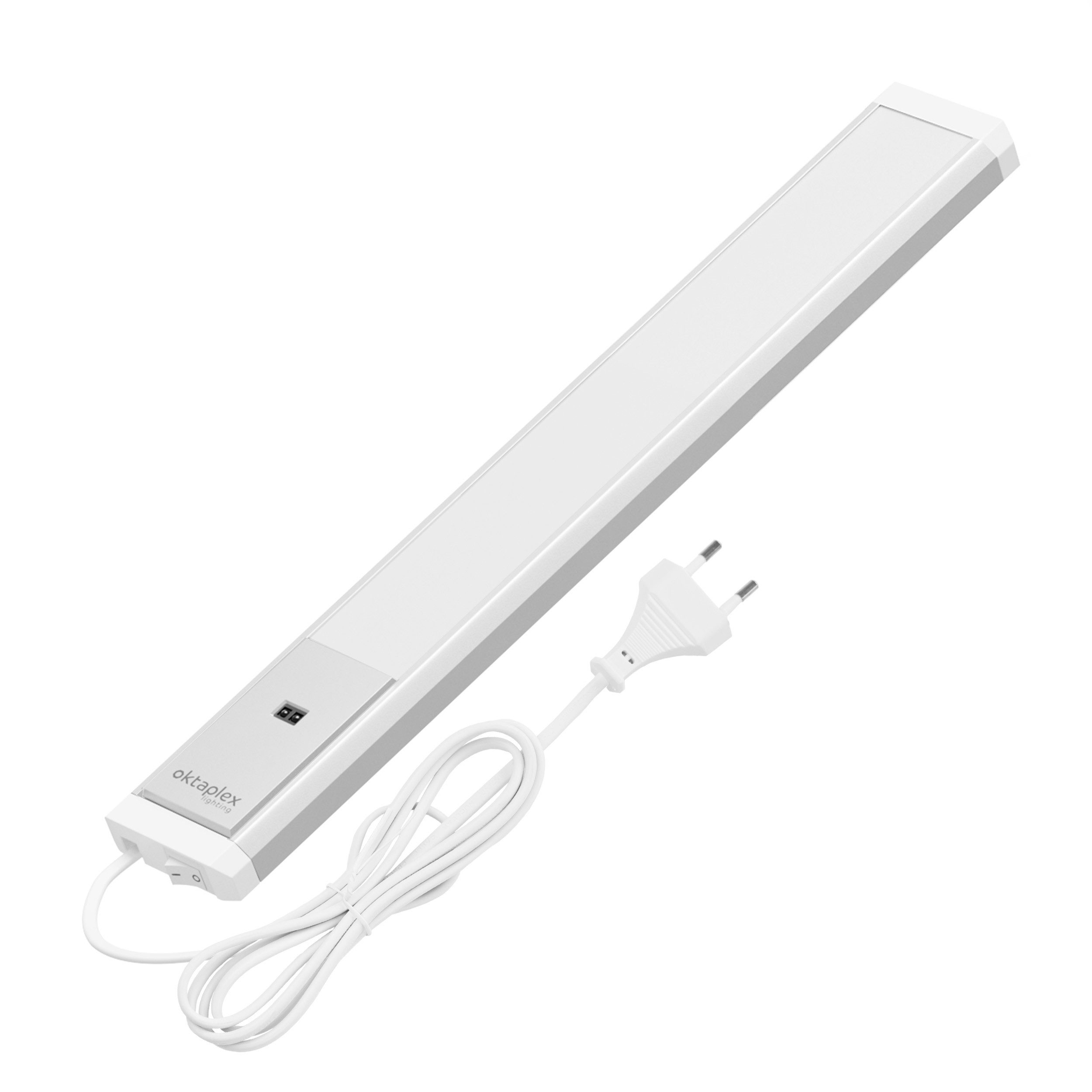 Oktaplex lighting LED Unterbauleuchte flach Unterbauleuchte Küche LED 40cm Alu 400lm 6W, Sensor für Gestensteuerung, LED, warmweiß, 3000K Lichtleiste Küche Alu mit Schalter