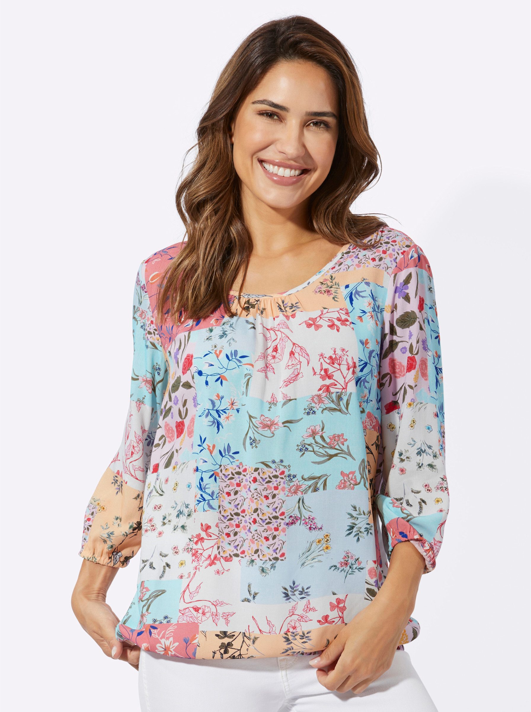 Klassische Bluse Schlupfbluse 3/4-Arm