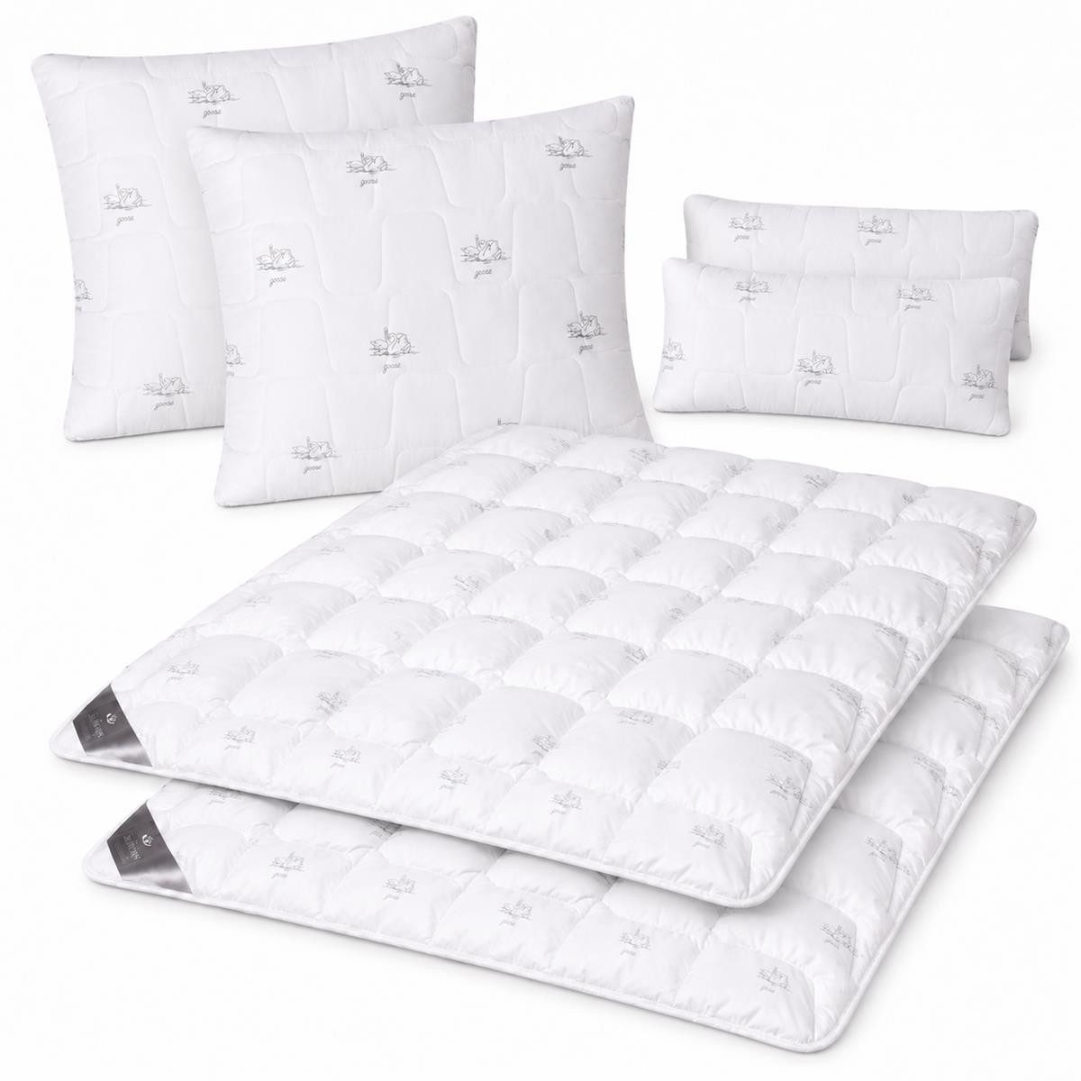 SEI Design Microfaserbettdecke Bettset SWAN 6-tlg Winterdecke 2x 135x200 + Kissen 2x 80x80+ 2x 40x80, Füllung: daunenähnliches Gefühl, 80x80