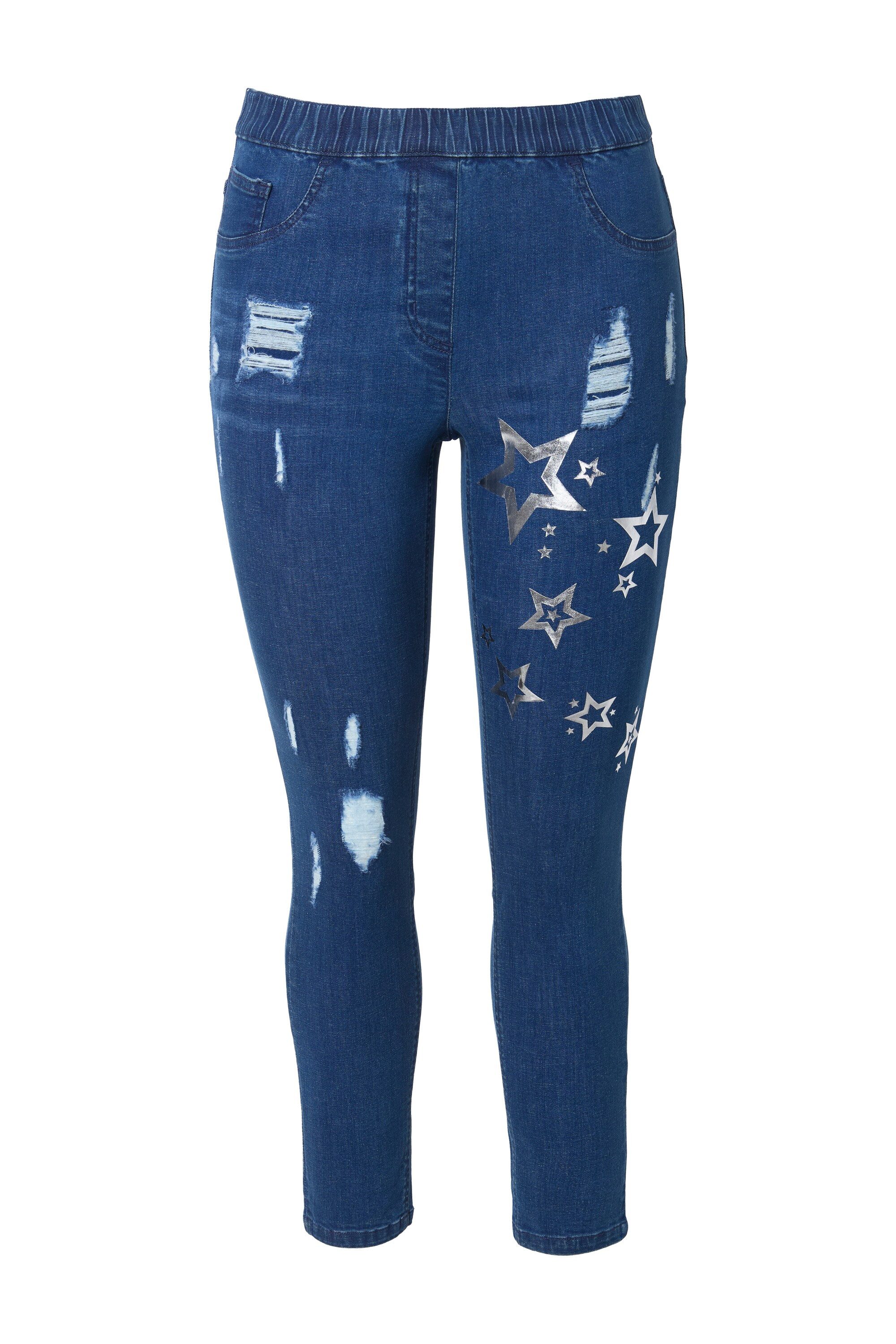 5-Pocket-Jeans Jeggings Jule Slim Fit Metallic-Sterne Elastikbund
