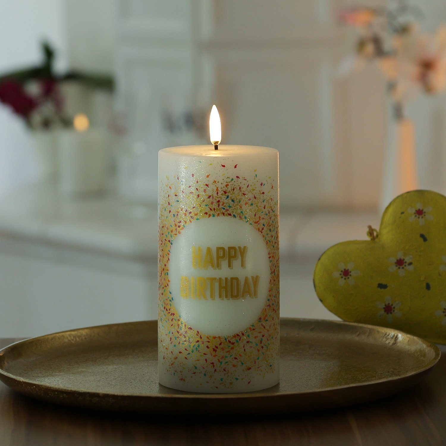 UYUNI Lighting LED-Kerze LED Kerze HAPPY BIRTHDAY Geburtstagskerze Geschenk H: 15cm bis 1000Std (1-tlg)