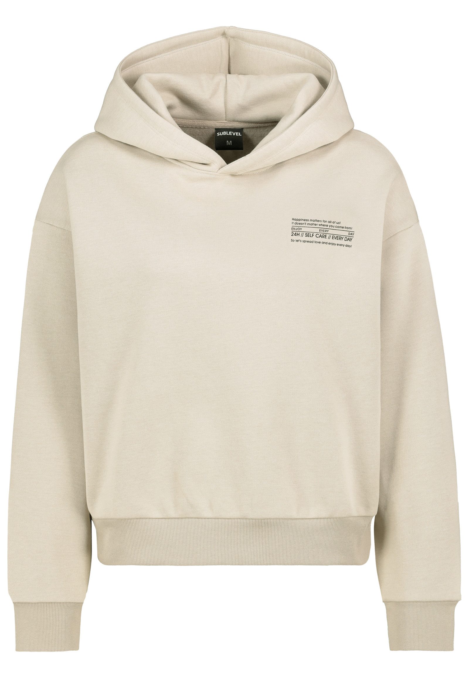 SUBLEVEL Hoodie Mit Frontprint und Rippbündchen aus Baumwollmix (1-tlg) Hoodie mit dezentem Print