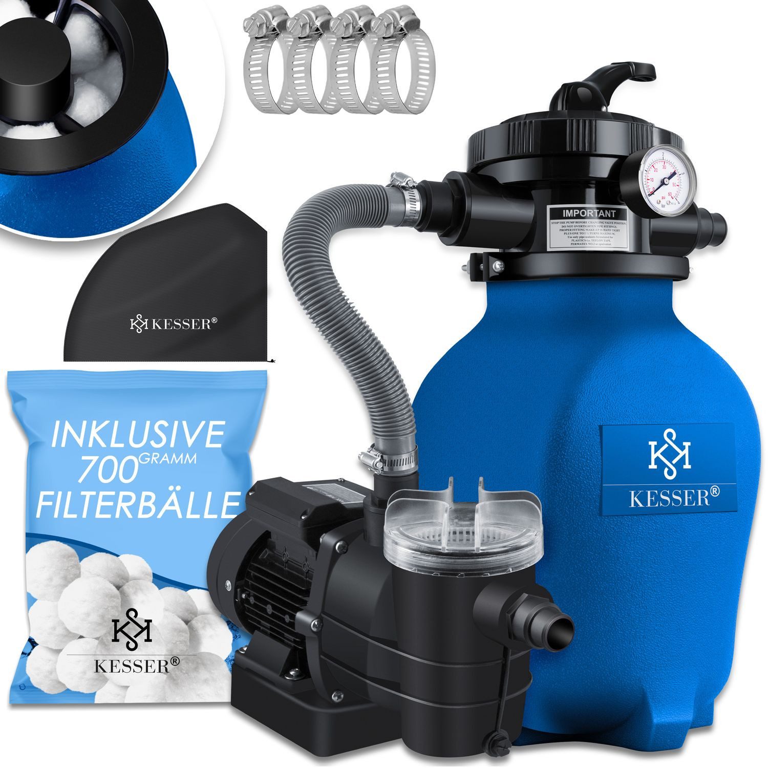 KESSER Sandfilteranlage, Sandfilteranlage Sandfilter 700g Filterbälle ersetzen 25kg