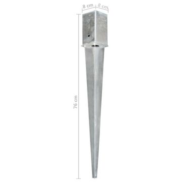 vidaXL Einschlagbodenhülse Erdspieße 2 Stk Silbern 8876 cm Verzinkter Stahl