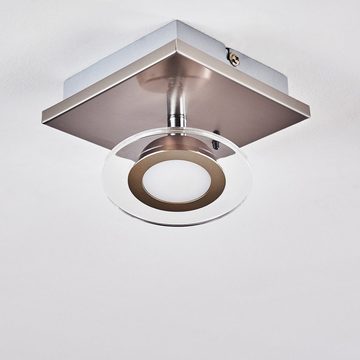 hofstein Deckenleuchte »Strove« dimmbare Deckenlampe aus Metall u. Kunststoff in Nickel-matt, CCT 2700-5000 Kelvin, 1xLED 4, 3 Watt, 200 Lumen, mit RGB Farbwechsler u. Fernbedienung