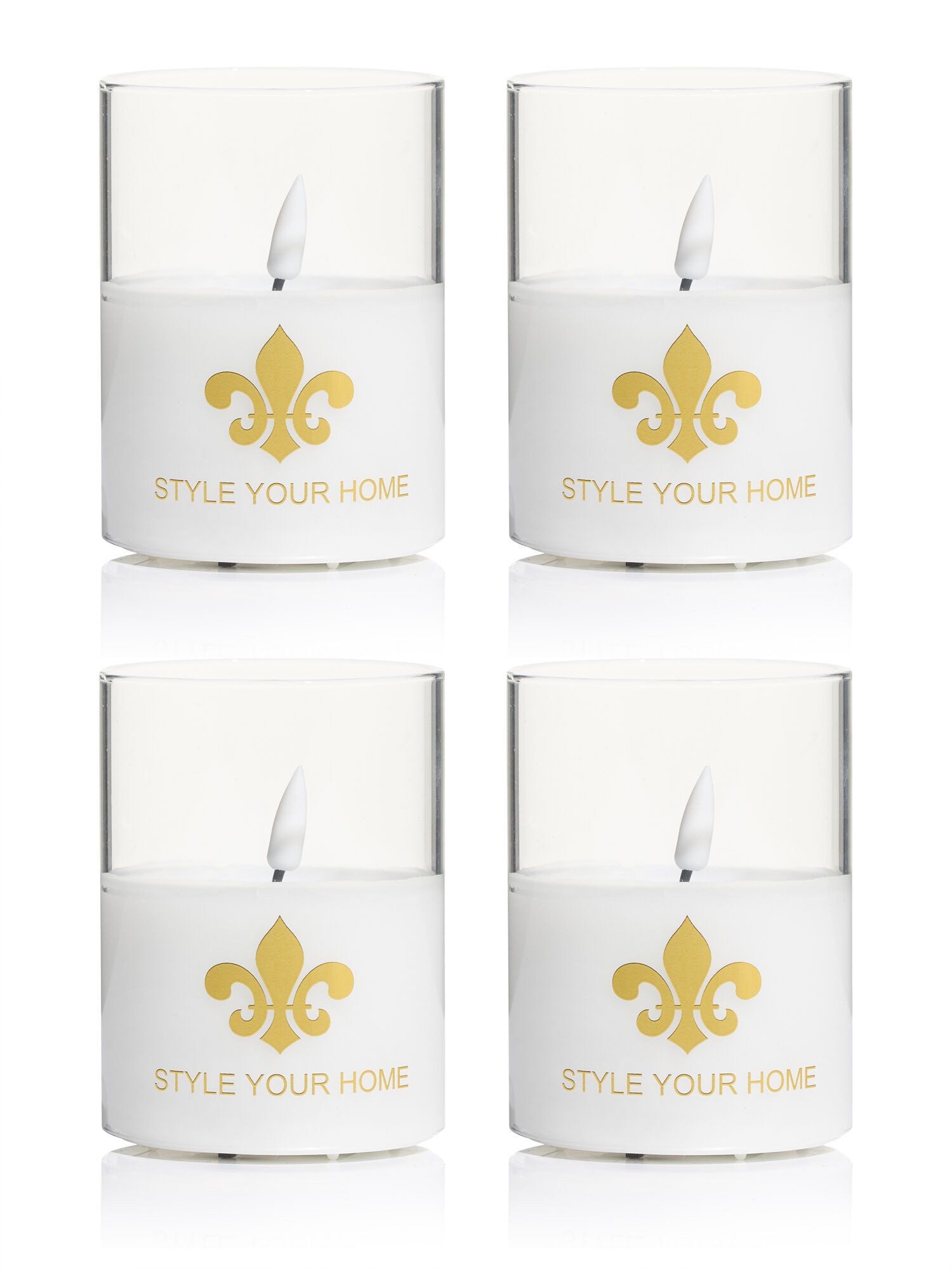 Dekorieren macht glücklich LED-Dekofigur STYLE YOUR HOME LED Kerzen (1 St., 4er-Set), aus echtem Wachs; Innen- und Außendeko; 5 Std. Zeitschaltuhr