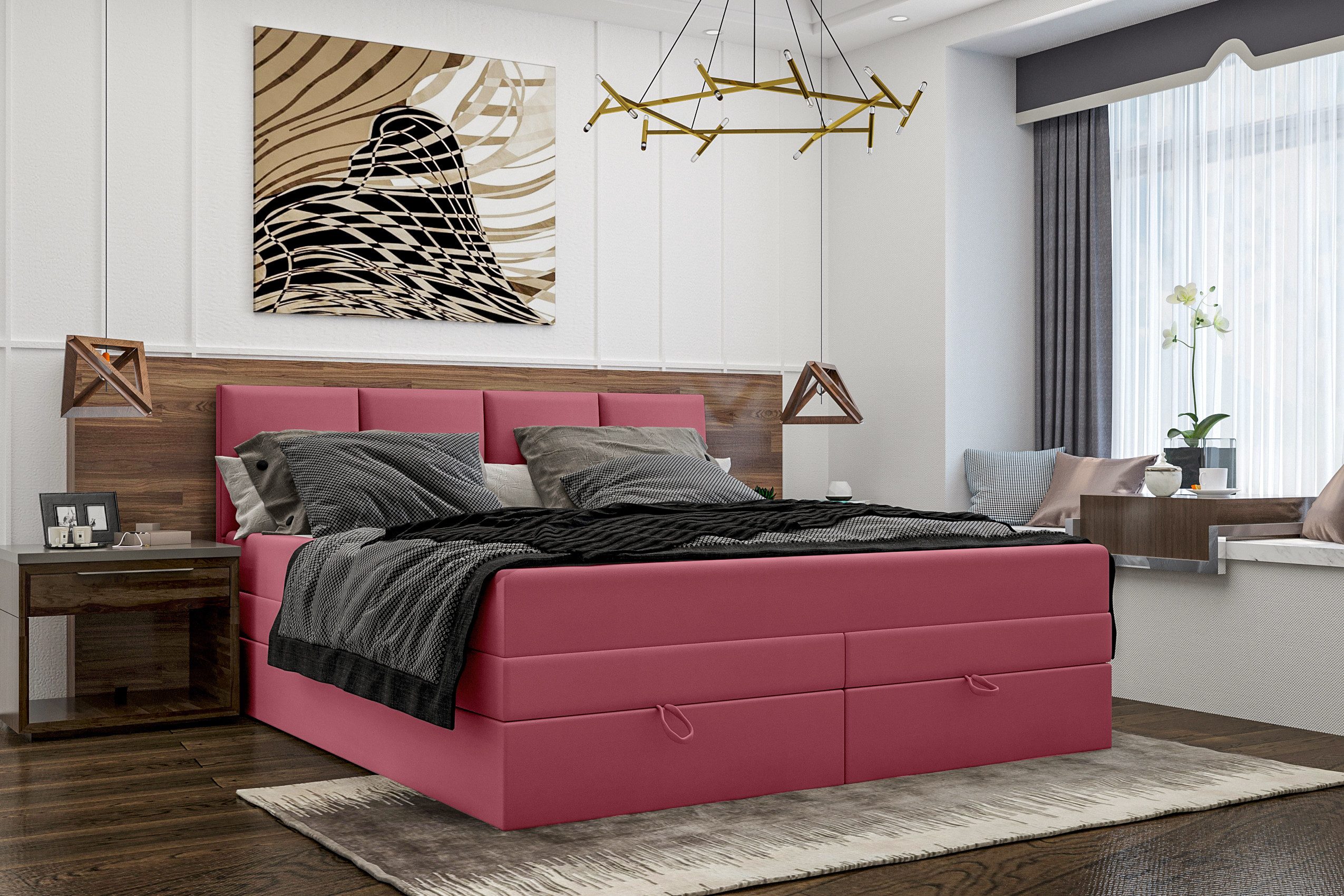 99rooms Boxspringbett Praga (Schlafzimmerbett, Bett), 140/160/180 x 200 cm, mit Taschenfederkern Matratze, mit Bettkasten