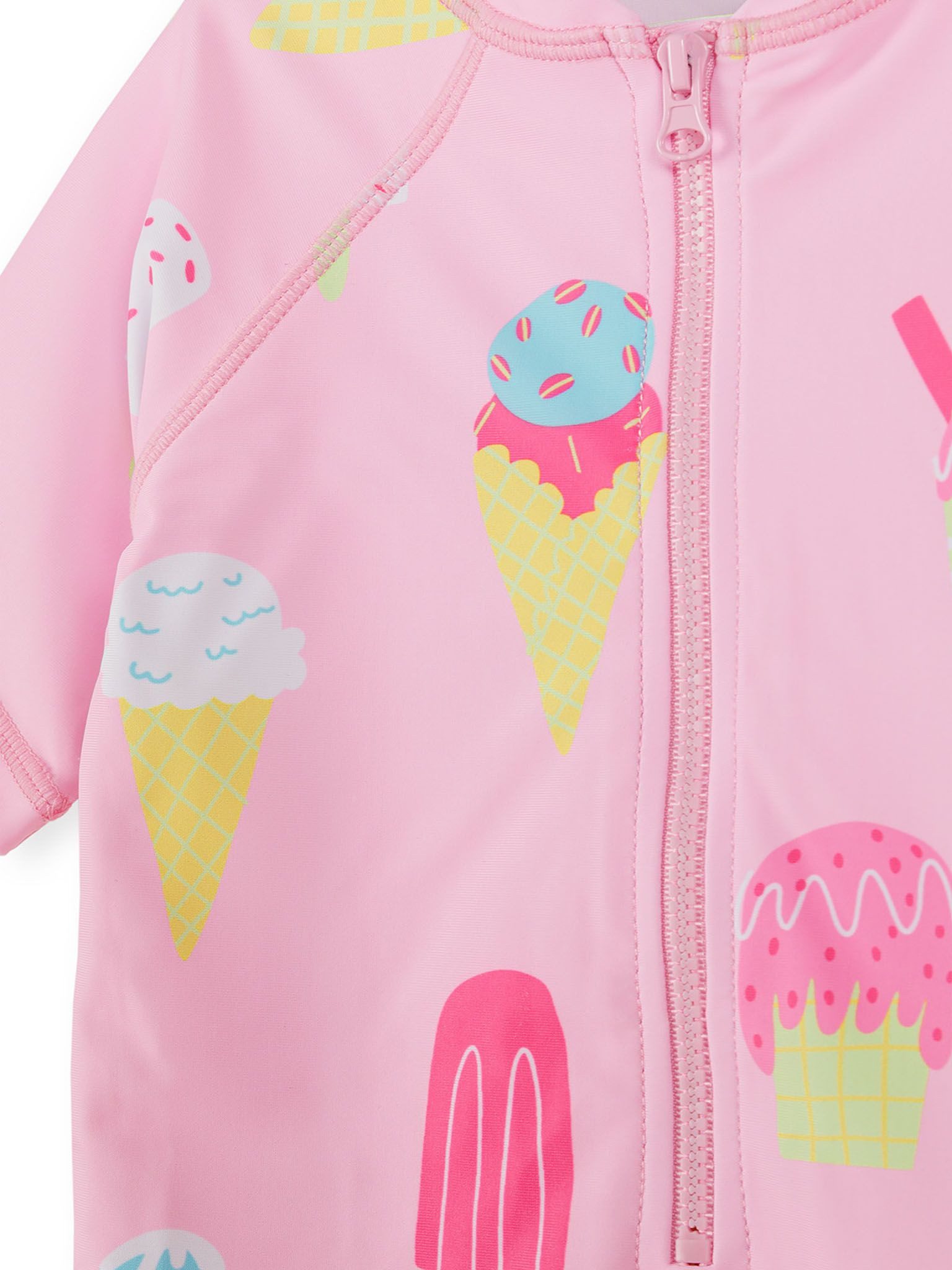 MINOTI Schwimmanzug mit kurzen Ärmeln und Eiscreme-Aufdruck, rosa