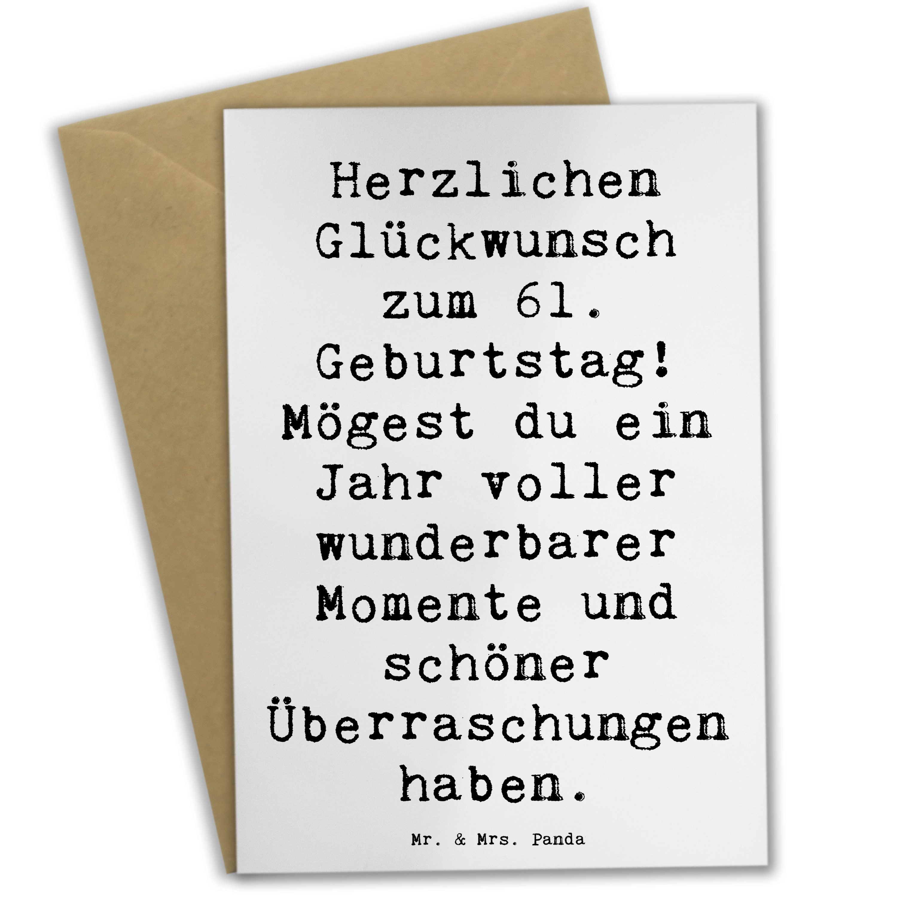 Mr. & Mrs. Panda Grußkarte Spruch 61. Geburtstag Glückwünsche Weiß
