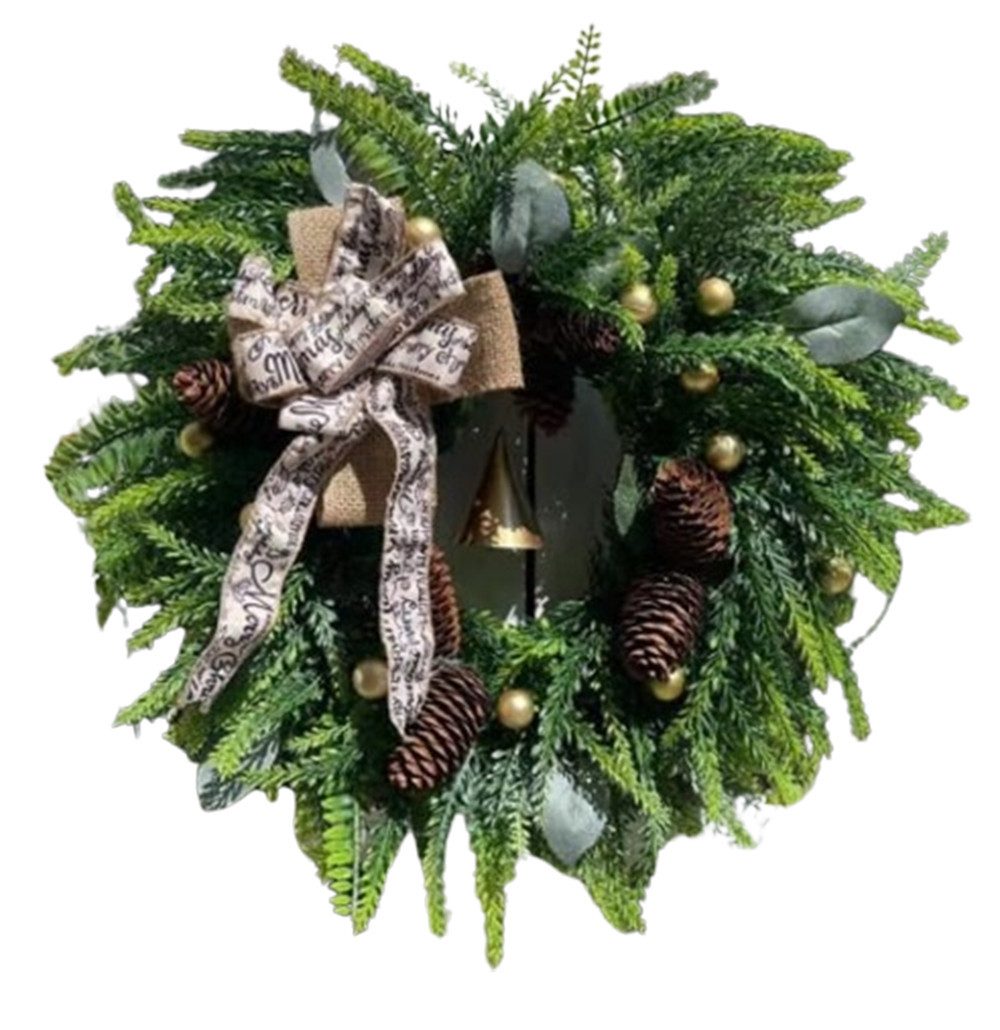CLTYQ Dekokranz 45-60cm Weihnachtskranz,künstliche Haustürdekoration,mit Glocken, Wetterbeständig und wiederverwendbar Dekorativer Kranz