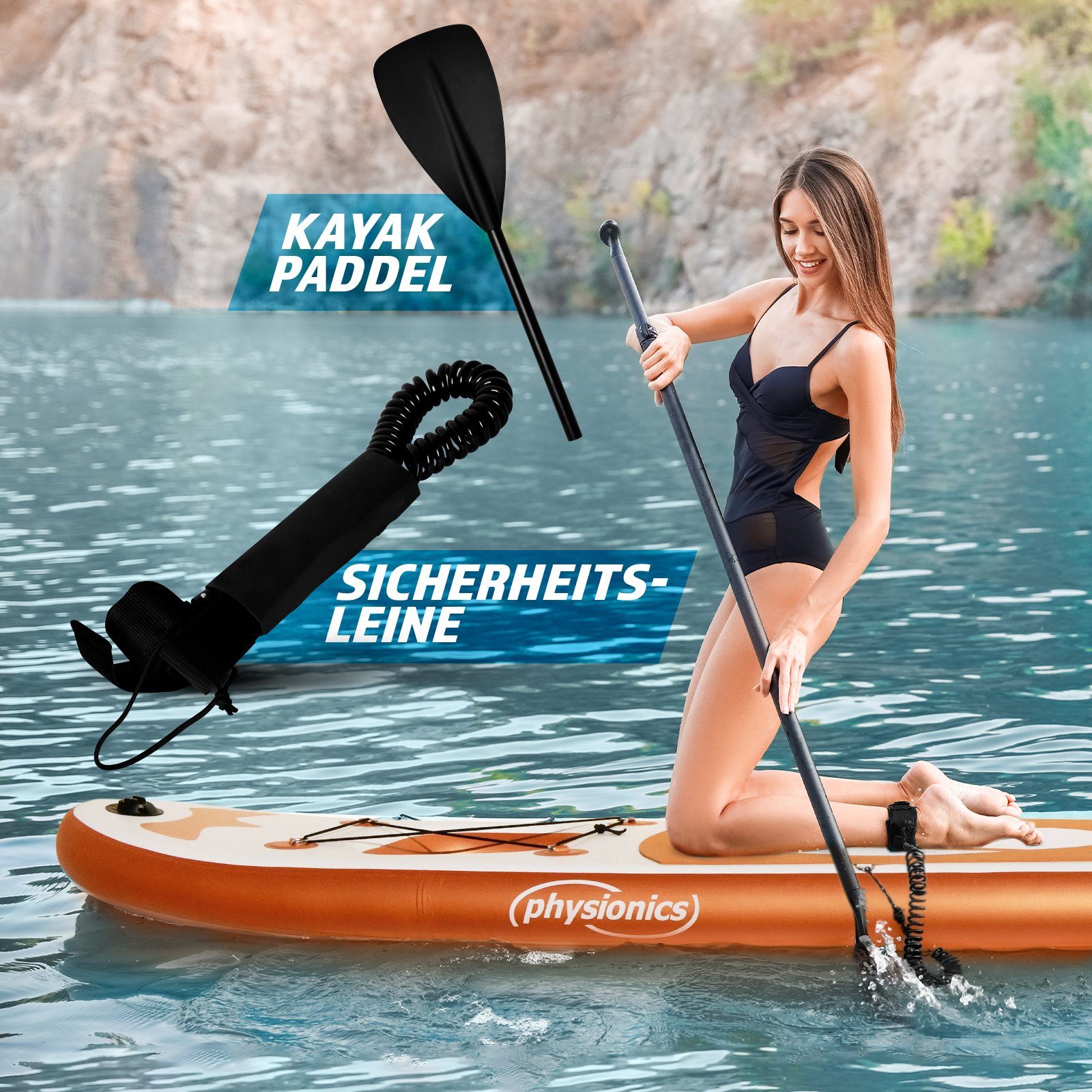Stand Up Aufblasbares Paddle Physionics Board SUP-Board Bastet(Rosè-gold) Board 305cm SUP