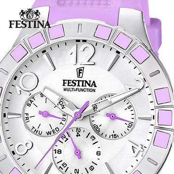Festina Multifunktionsuhr Festina Damen Uhr F16675/2 Multifunktion, (Analoguhr), Damen Armbanduhr rund, PURarmband lila