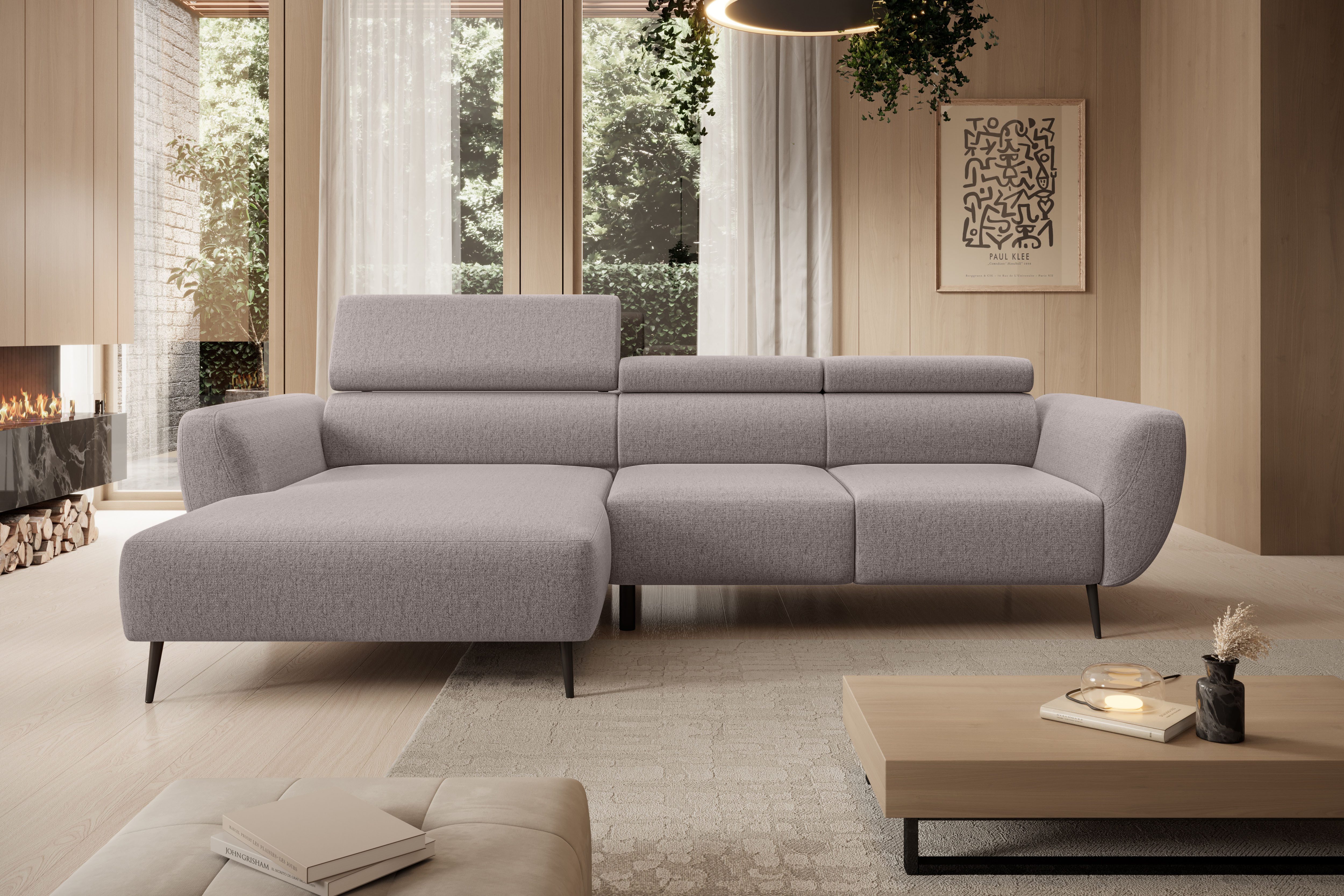 WERK2 Ecksofa Alisson 277 x 174 cm modern & bequem, bodenfrei, Multifunktionen, Luxus-Microfaser weich, L-Form, XXL, elektrische Sitztiefenverstellung