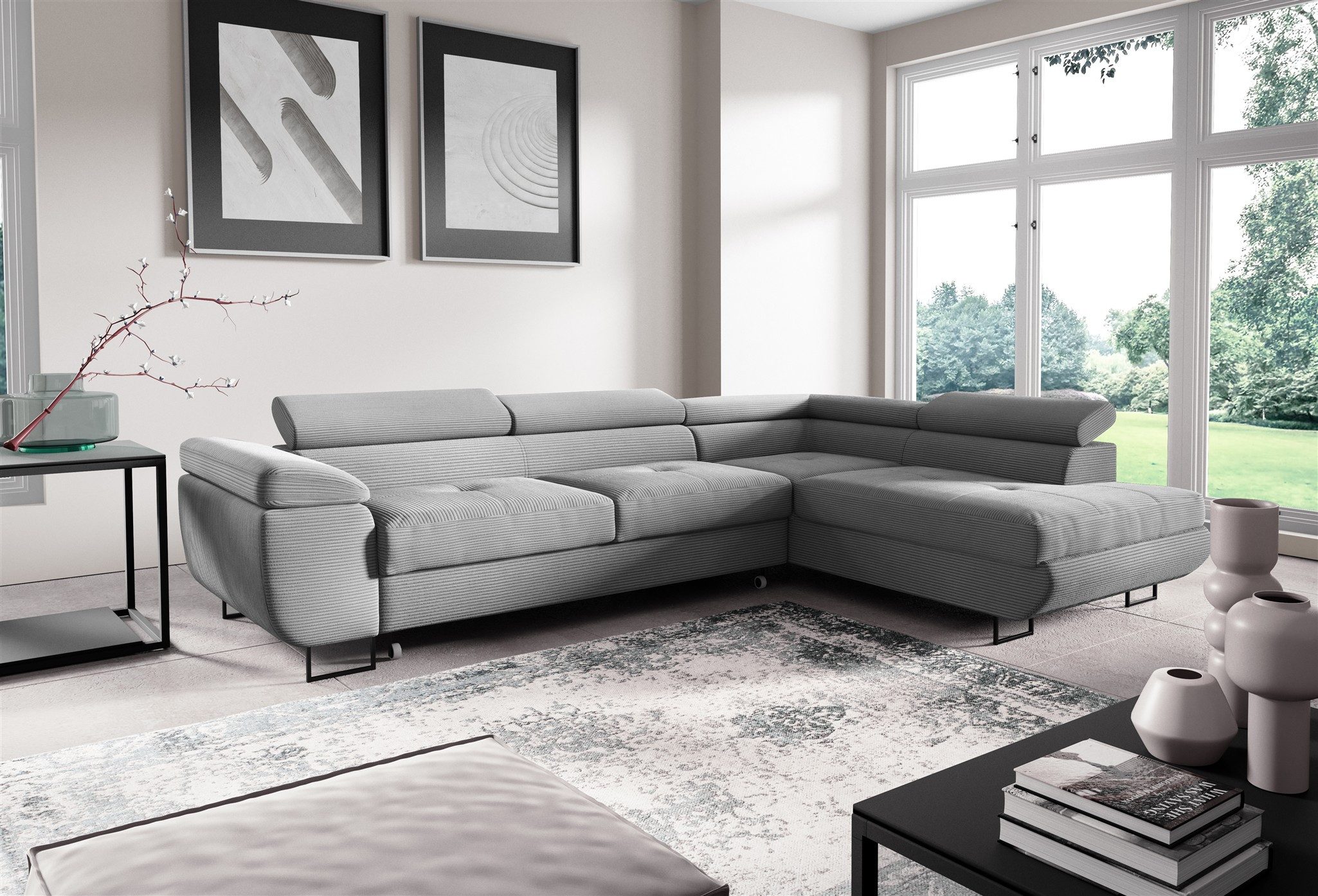 Ecksofa Sofa mit Schlaffunktion DECLAN Stoff Poso
