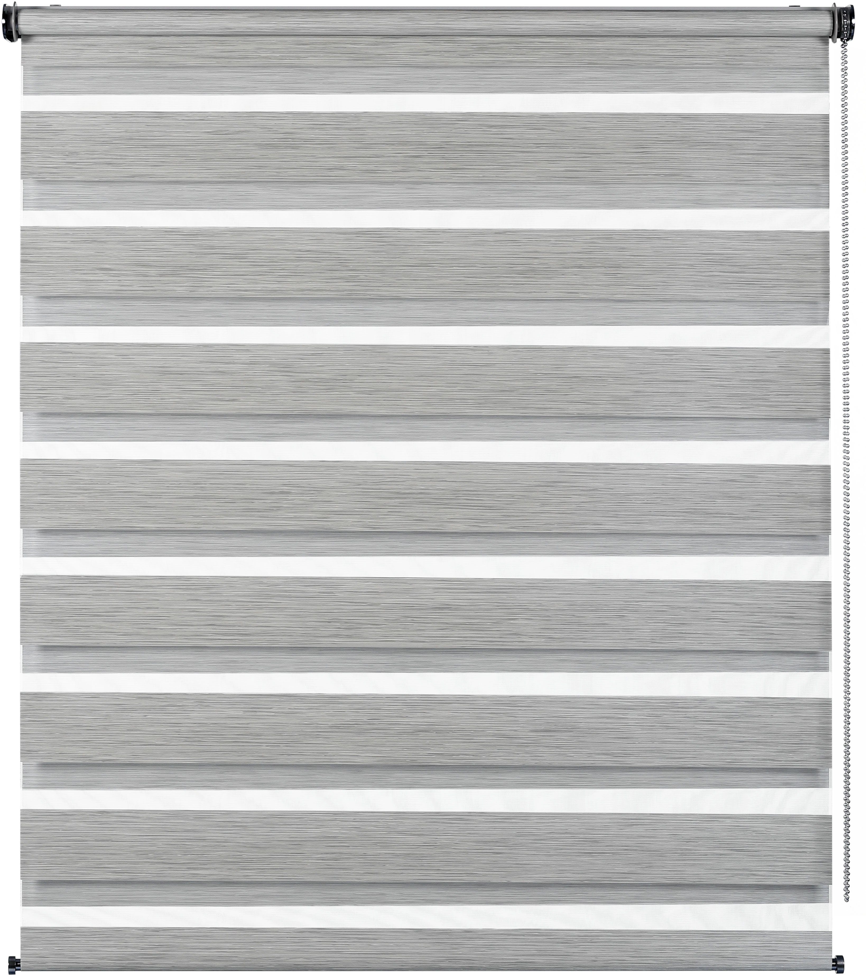 Doppelrollo de luxe, GARDINIA, halbtransparent, mit Bohren/ohne Bohren, freihängend, Klemm- oder Schraubmontage, hochwertiges Gesamtkonzept mit silbernen Metallkomponenten