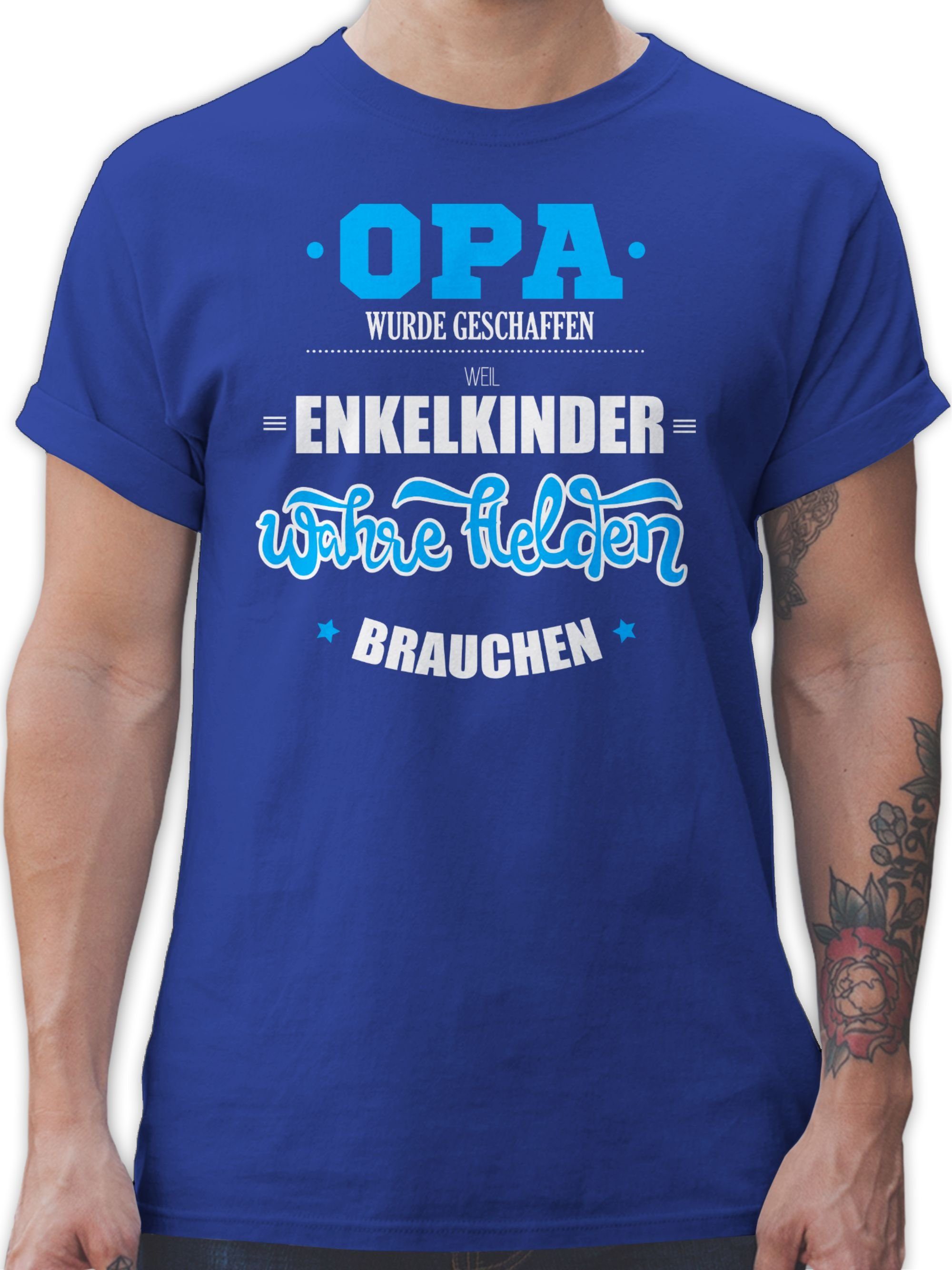 Shirtracer 3 Opa wurde Geschenke T-Shirt Opa Royalblau geschaffen