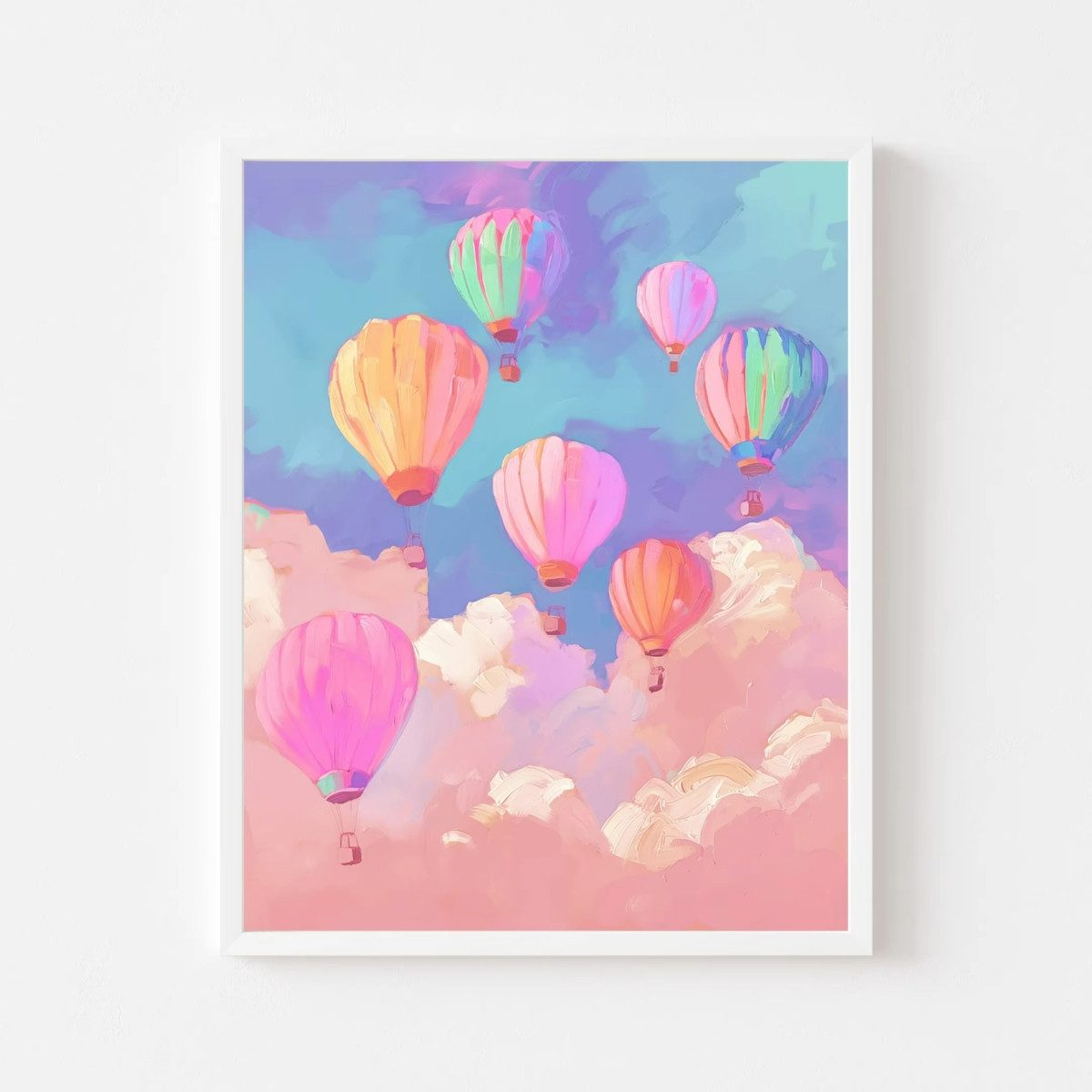 TPFLiving Kunstdruck (OHNE RAHMEN) Poster - Leinwand - Wandbild, Zauberhaftes Pastell-Wandbild, Märchenwelt, Leinwandbild (Leinwandbild XXL), Farben: Blau, Rosa, Gelb, Weiß, Lila, Orange -Größe: 20x30cm