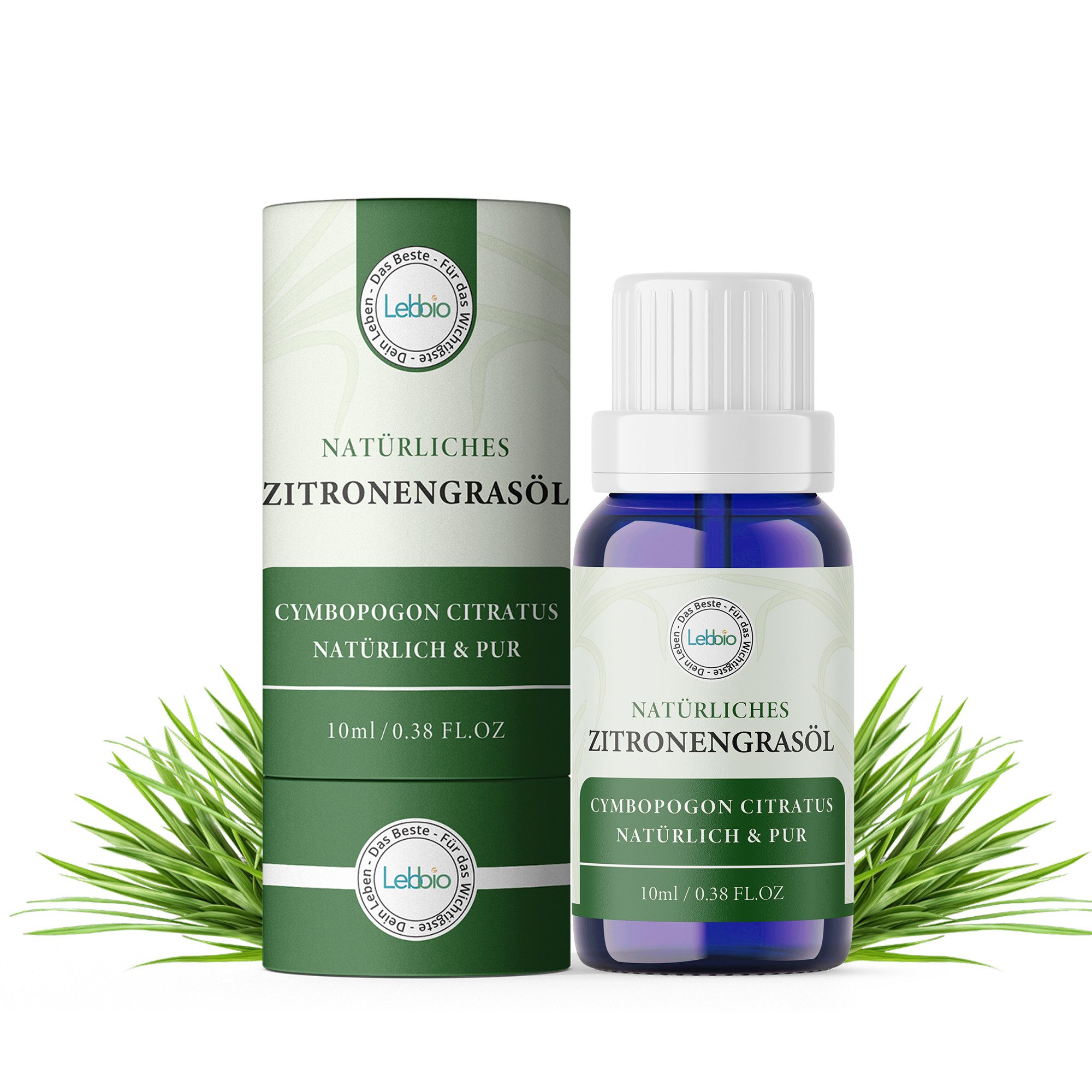 Lebbio Körperöl Zitronengrasöl – 100% Pur und natürlich, Fördert Konzentration und unterstützt die Gesundheit der Haut