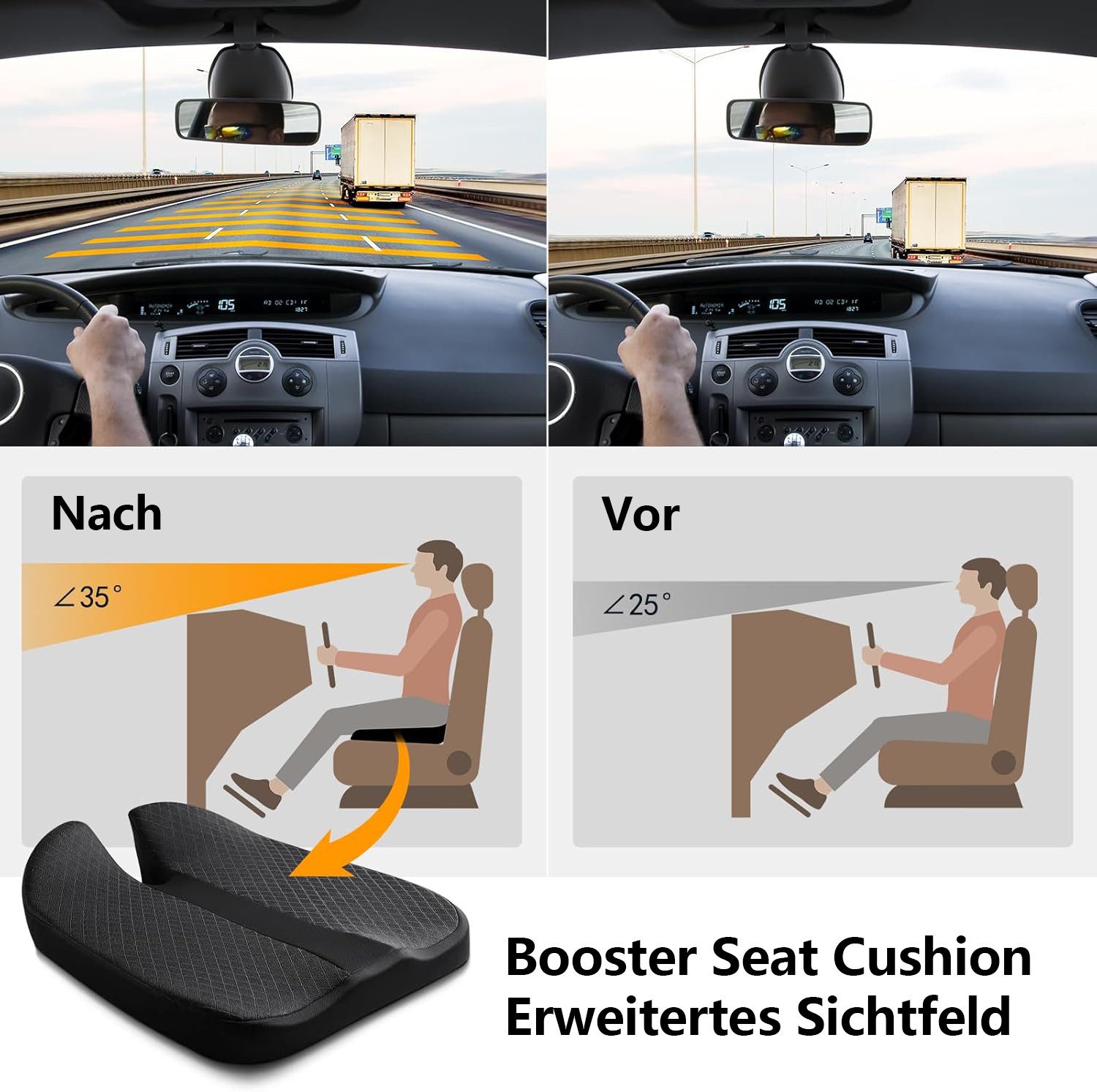 Rhein Beleuchtung Steißbeinkissen Sitzkissen Auto – Schaumstoff Keilkissen, ergonomisches Stuhlkissen, Set, 1-tlg., Für Büro, Auto, Bank, LKW & Rollstuhl – vielseitiges Kissen, Lindert Steißbein- & Rückenschmerzen – druckentlastend & bequem