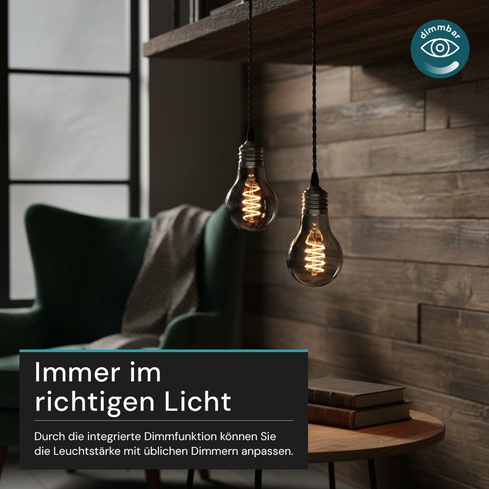 LUXULA LED-Leuchtmittel LUXULA E27 Leuchtmittel 4W 1800K Warmweiß LED Lampe Dimmbar, E27, Warmweiß, LED Filament für klassisches Retro Design, dimmbar