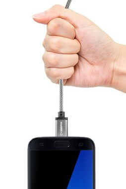 CABBRIX Smartphone-Kabel, USB-C Typ, USB-C Typ (150 cm), USB-C Type Kabel auf USB Silber 1,5m Nylon Steckergehäuse aus Aluminium / Aufladen und Synchronisieren der Daten Ladekabel für Samsung / Huawei / HTC / Sony