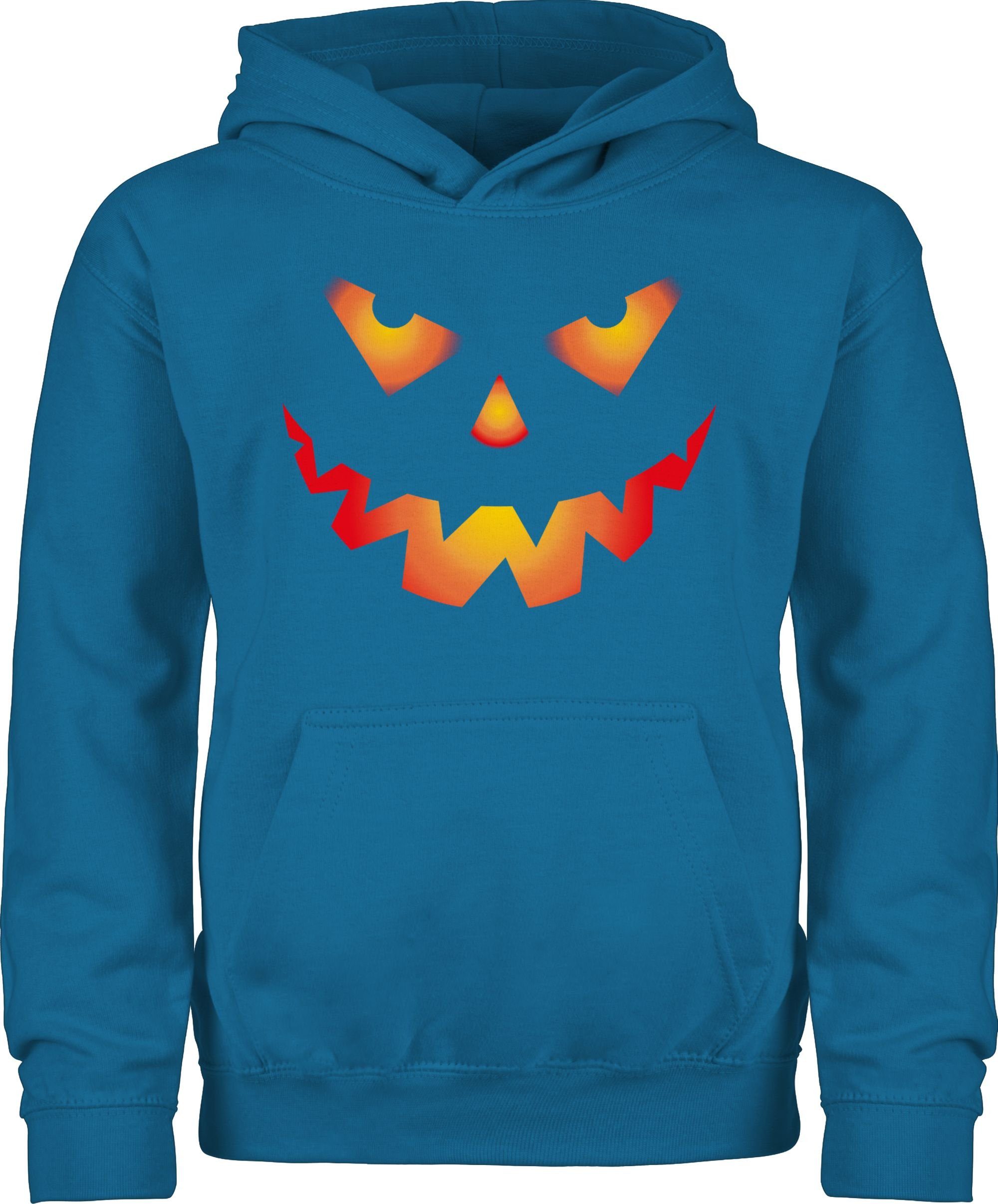 Kürbis Hoodie Gruselig Kürbisgesicht Halloween Kostüme Halloween Böse Gruseliger Kinder Shirtracer Himmelblau für Gesicht 2