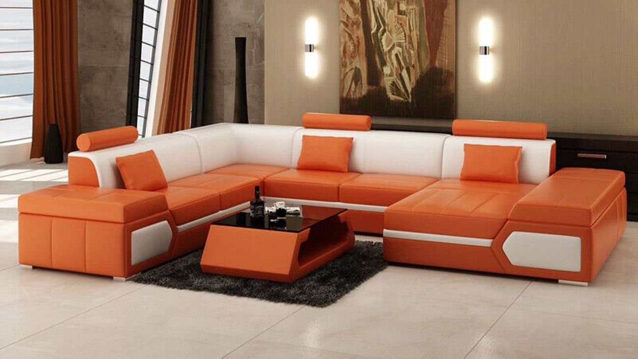 JVmoebel Ecksofa Ledersofa Sofa Couch Wohnlandschaft Ecksofa Garnitur Modern Sofa