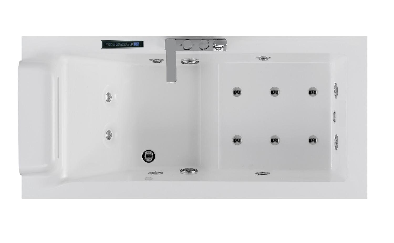 Duwilux Whirlpool-Badewanne 1 Pers: Whirlpool 170x80 Nevada Badewanne Whirlwanne VOLLAUSSTATTUNG, (1-tlg), Kopfstütze mit Wassermassage