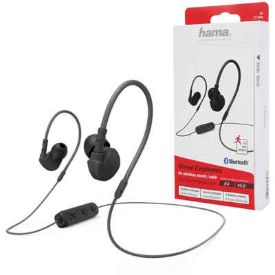 Hama Sport Run BT Kopfhörer Bluetooth Headset Black Smartphone-Headset (Anruffunktion, Bluetooth, Mikrofon, Wiedergabe-Steuerung, Bluetooth 5.0, Schweißfest, Ideal auch für Sport, Bluetooth 5.0, Leicht, Anruf-Funktionen, Wiedergabe-Steuerung, Integriertes Mikrofon)