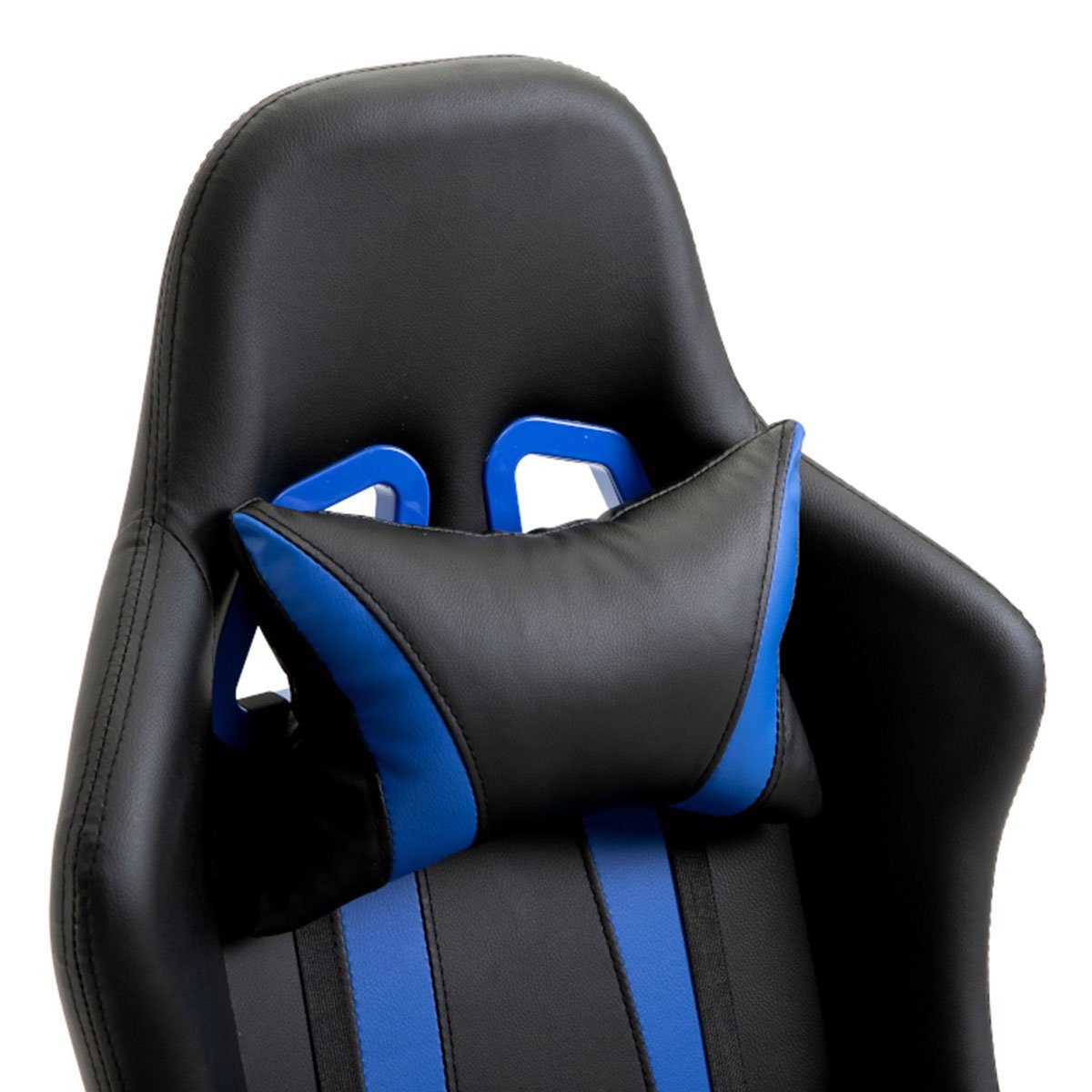 Fußablage, mit blauen mit Chair SVITA verstellbare ausziehbare Gaming St), & (1 GAMYX Streifen Streifen Schwarz blauen | Armlehnen, Schwarz Nackenkissen Lenden-