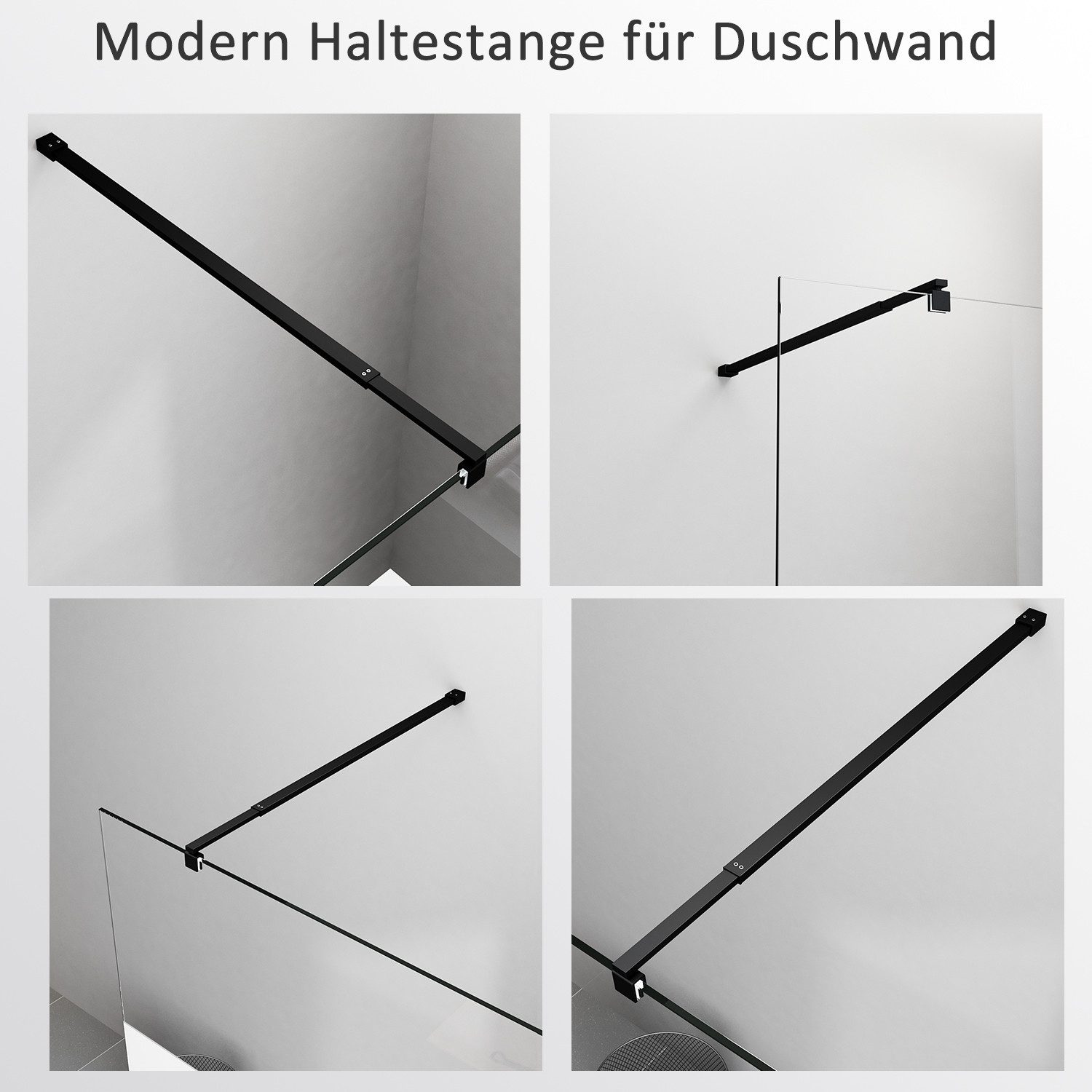 Hopibath Duschwand-Stabilisationsstange Chrom Schwarz für 8-10mm haltestang günstig online kaufen