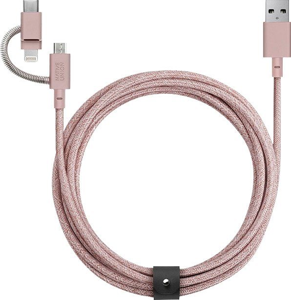 NATIVE UNION Gürtelkabel Universal Smartphone-Kabel, Lightning, Micro-USB, USB Typ A, USB-C (200 cm)