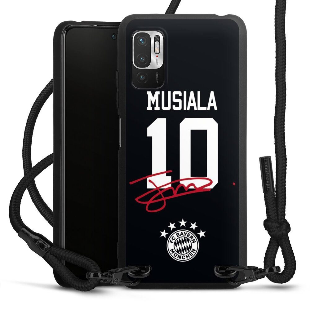 DeinDesign Handyhülle FC Bayern München Jamal Musiala FCB Musiala 10, Xiaomi Redmi Note 10 5G Premium Handykette Hülle mit Band