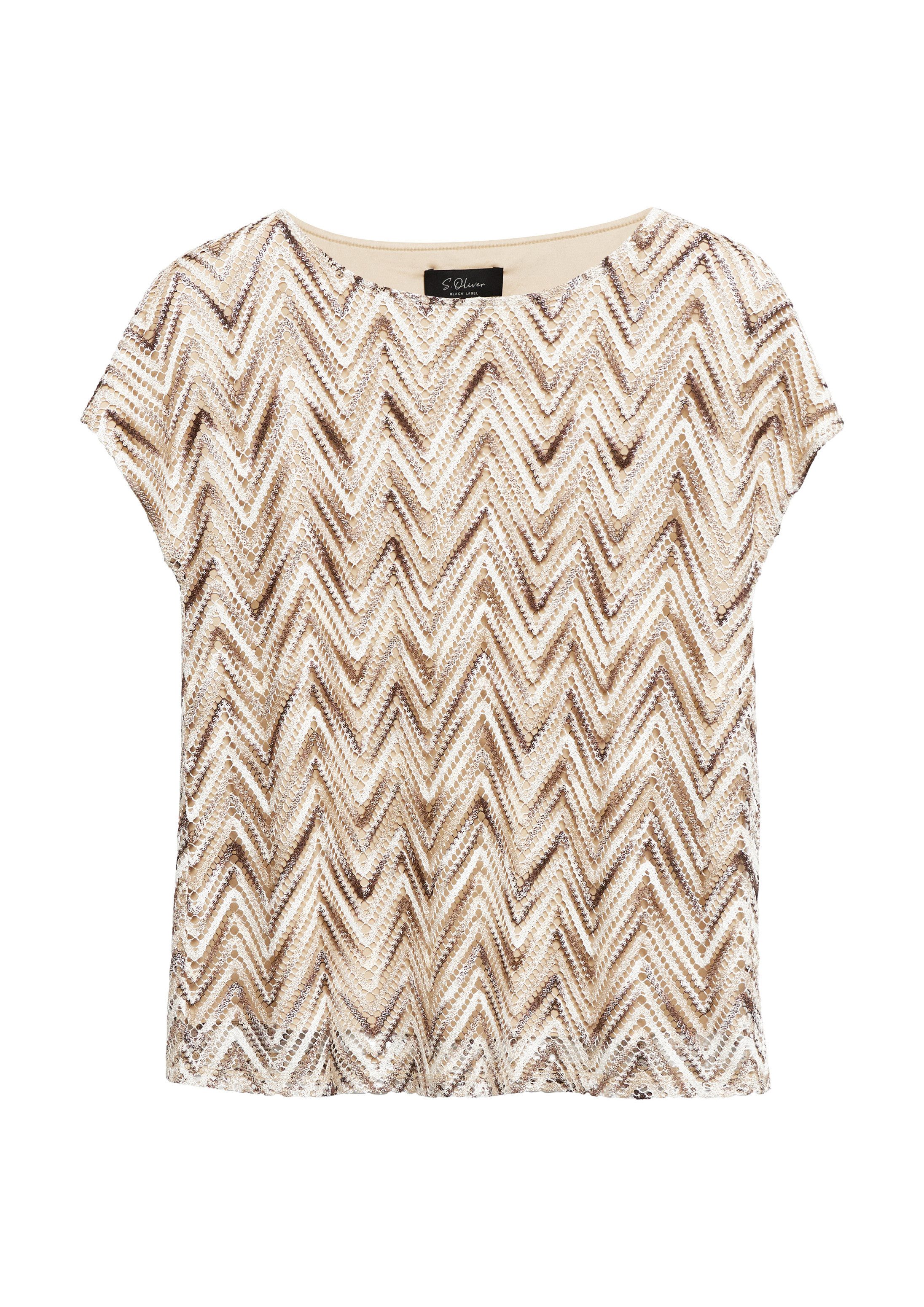 s.Oliver Kurzarmshirt T-Shirt Feinstrickpullover mit Futter