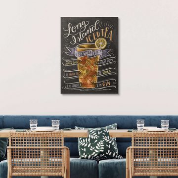Posterlounge Holzbild Lily & Val, Long Island Ice Tea Rezept (Englisch), Wohnzimmer Illustration
