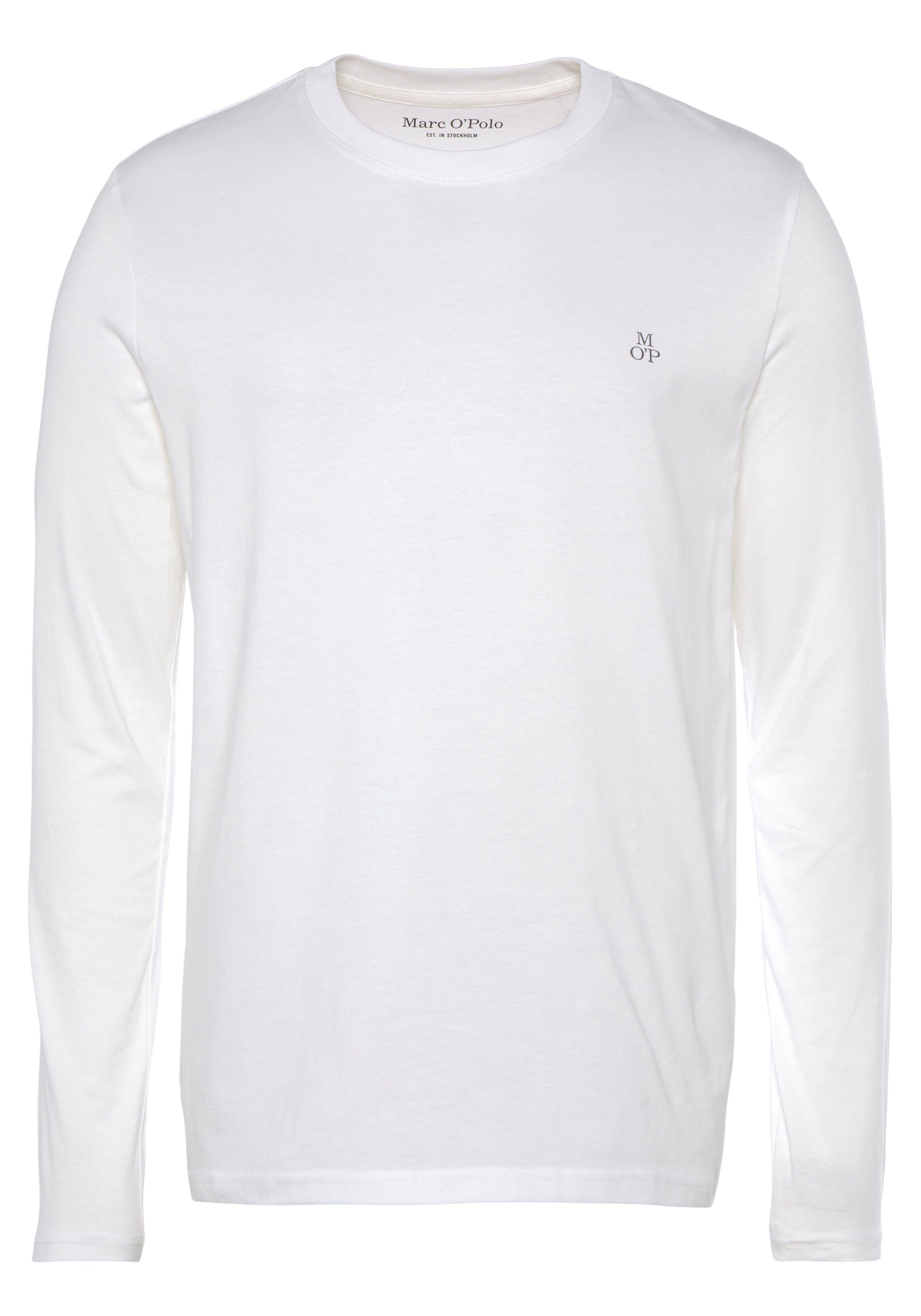 Marc O'Polo Langarmshirt mit dezentem vorne white Logo-Print