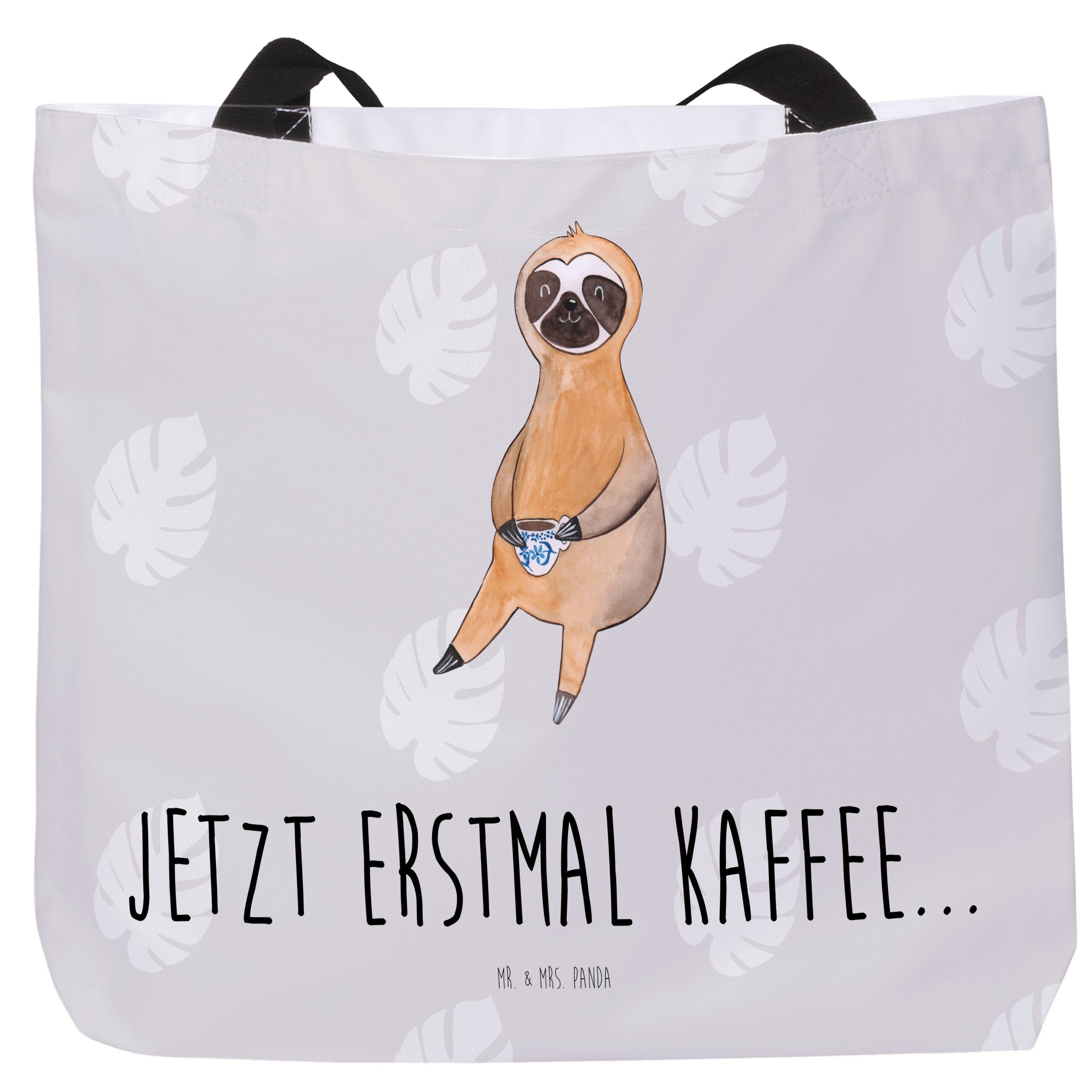 Mr. & Mrs. Panda Shopper Faultier Kaffee - Grau Pastell - Geschenk, Strandtasche, Shopper, Fau (1-tlg)