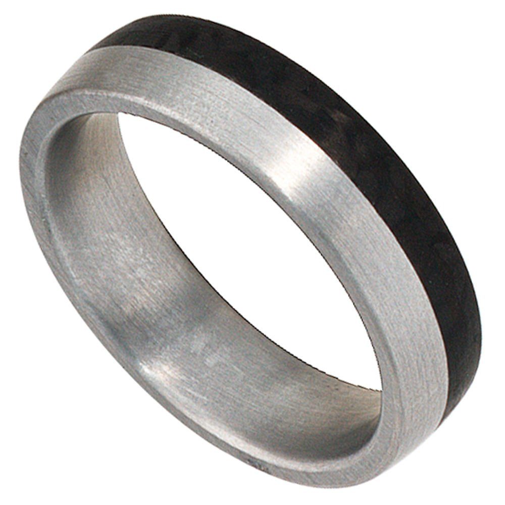 Fingerring Partnerring Edelstahl, Carbon, Unisex
