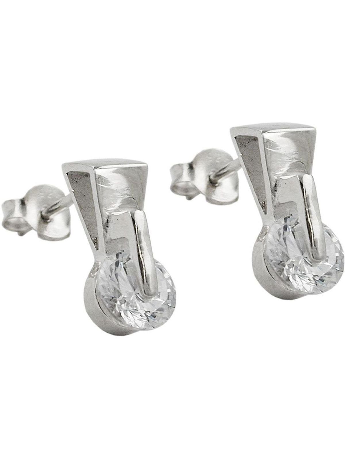 Gallay Paar Ohrstecker Ohrring 13x6mm Silber (1-tlg) Zirkonia 925 Dreieck mit