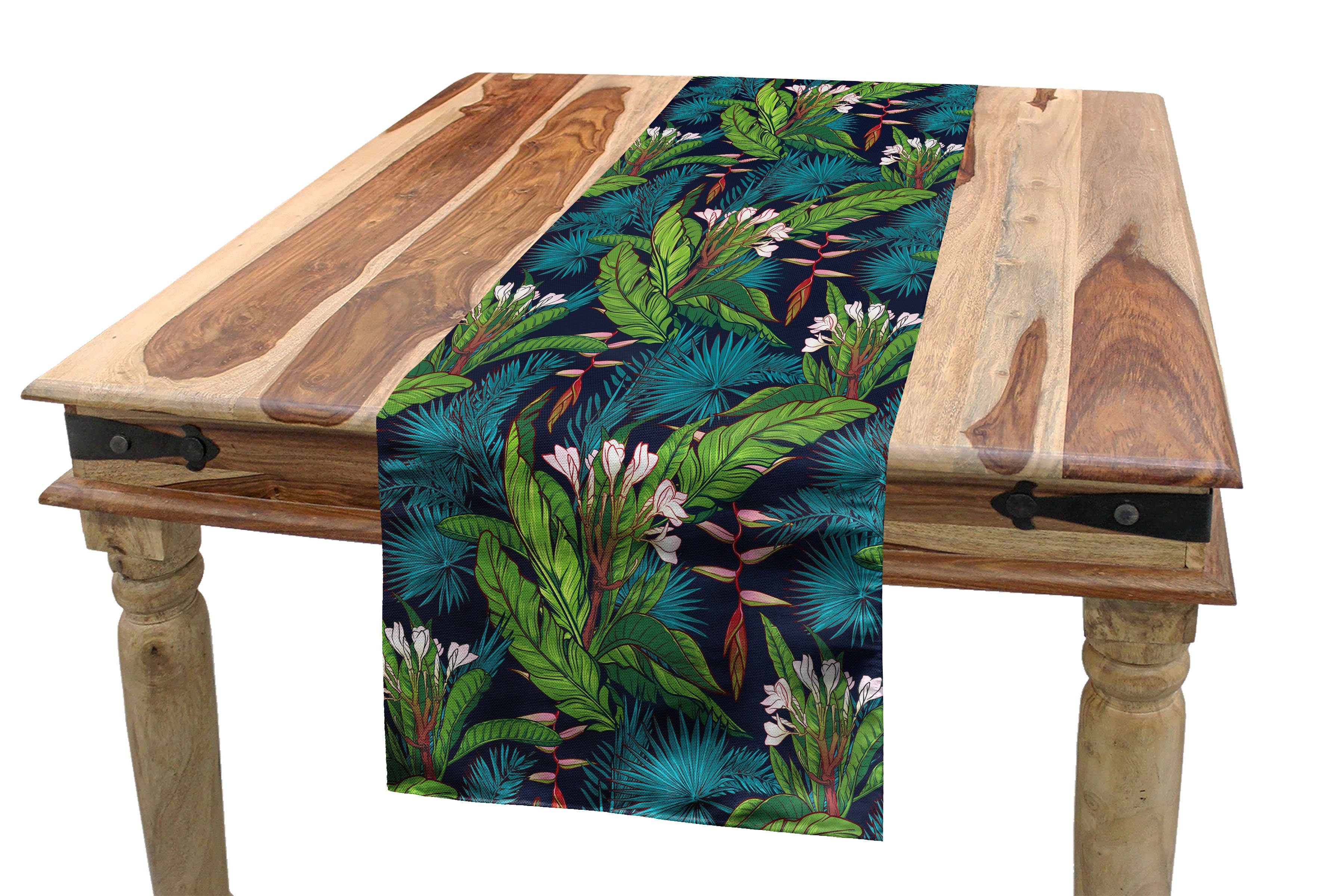 Abakuhaus Tischläufer Esszimmer Küche Rechteckiger Dekorativer Tischläufer, Blatt Tropische Dschungel-Muster