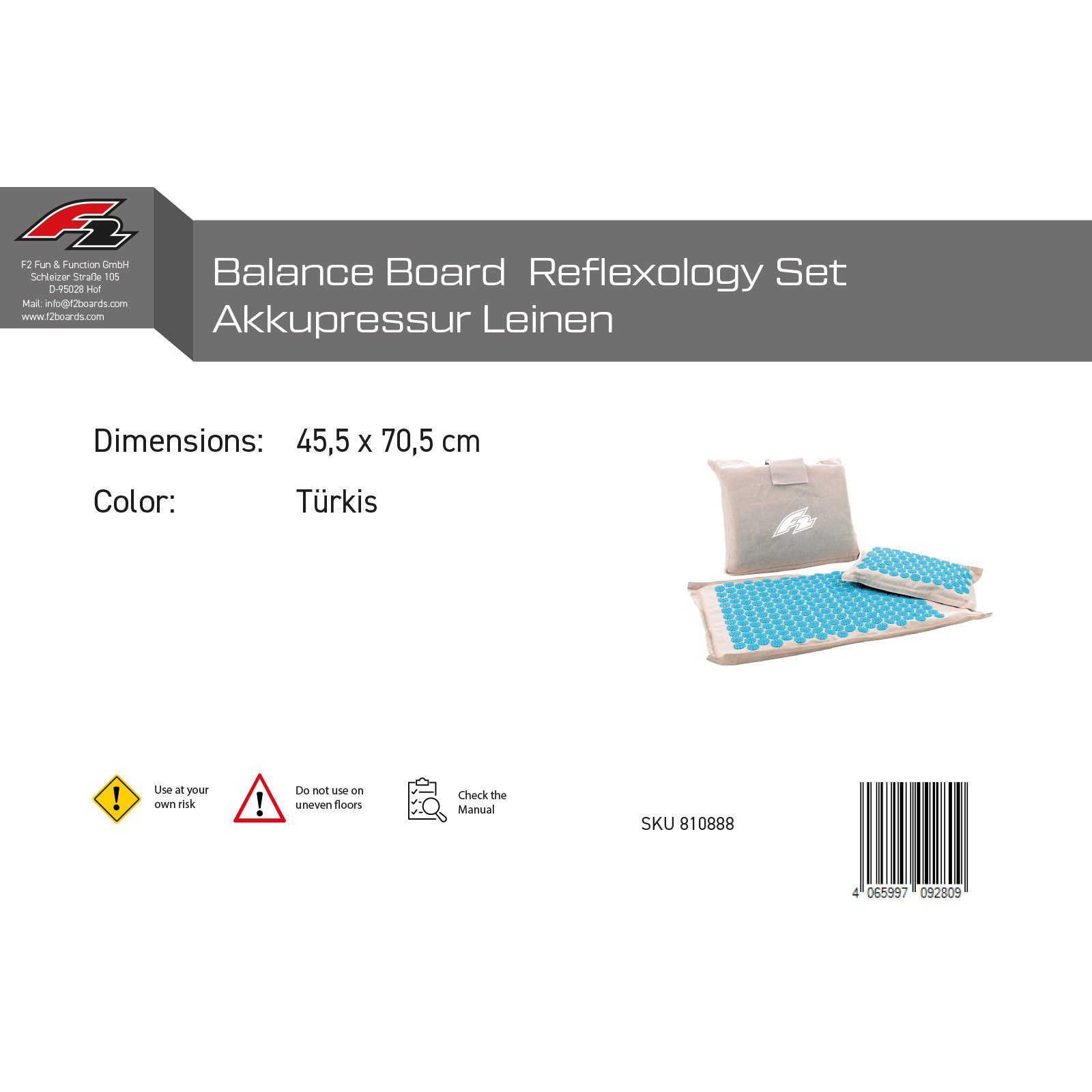 F2 Balanceboard F2 Balance Board Reflexology Set Akkupressur Leinen 45,5x70,5cm Türki