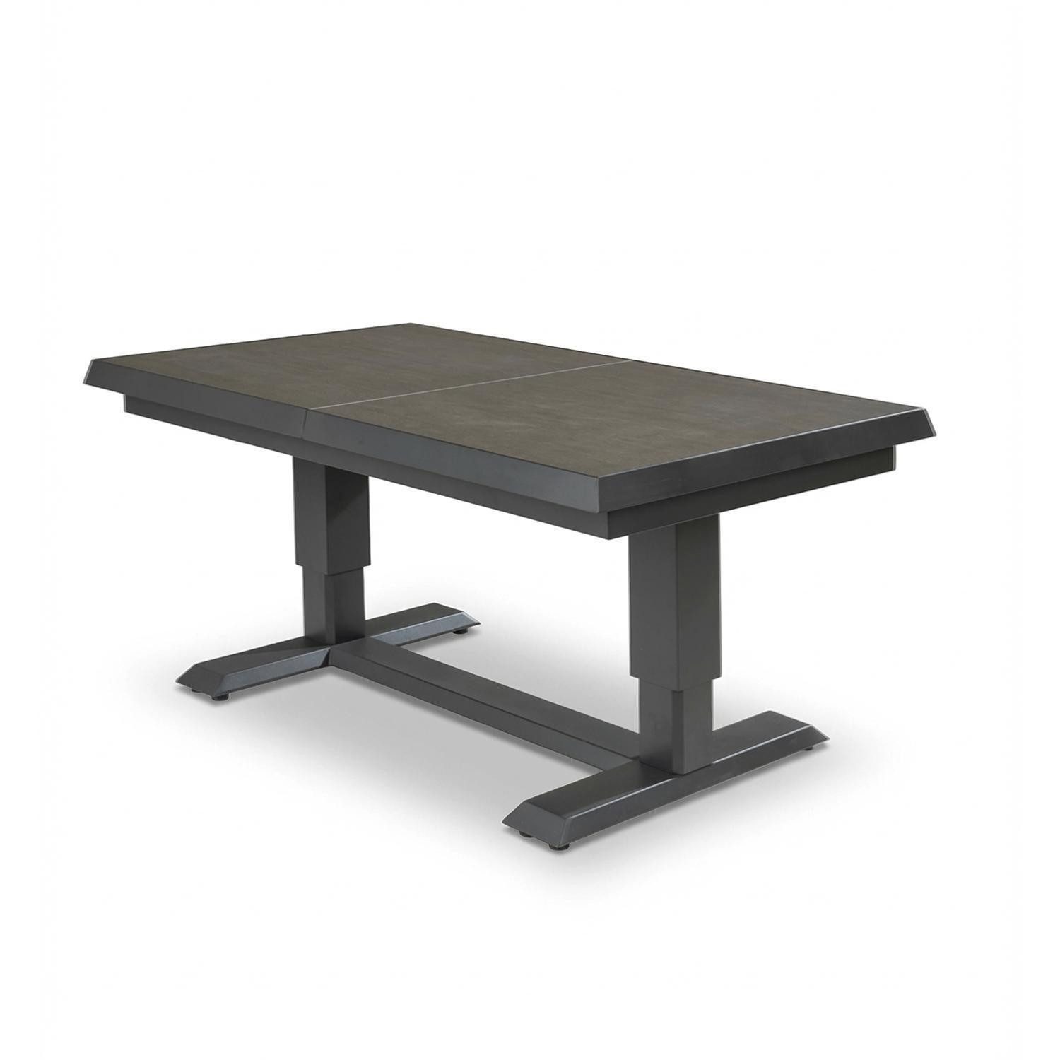Outdoor Gartentisch AVENA, Anthrazit, Aluminiumgestell, Sinterstein, Ausziehbar, Höhenverstellbar, B 140/80 x H 51/68,5 x T 80 cm