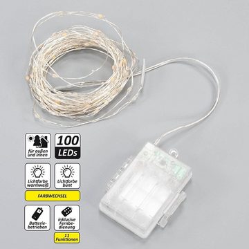 Nipach LED-Lichterkette BA11009 LED Silberdraht Lichterkette bunt/warmweiß