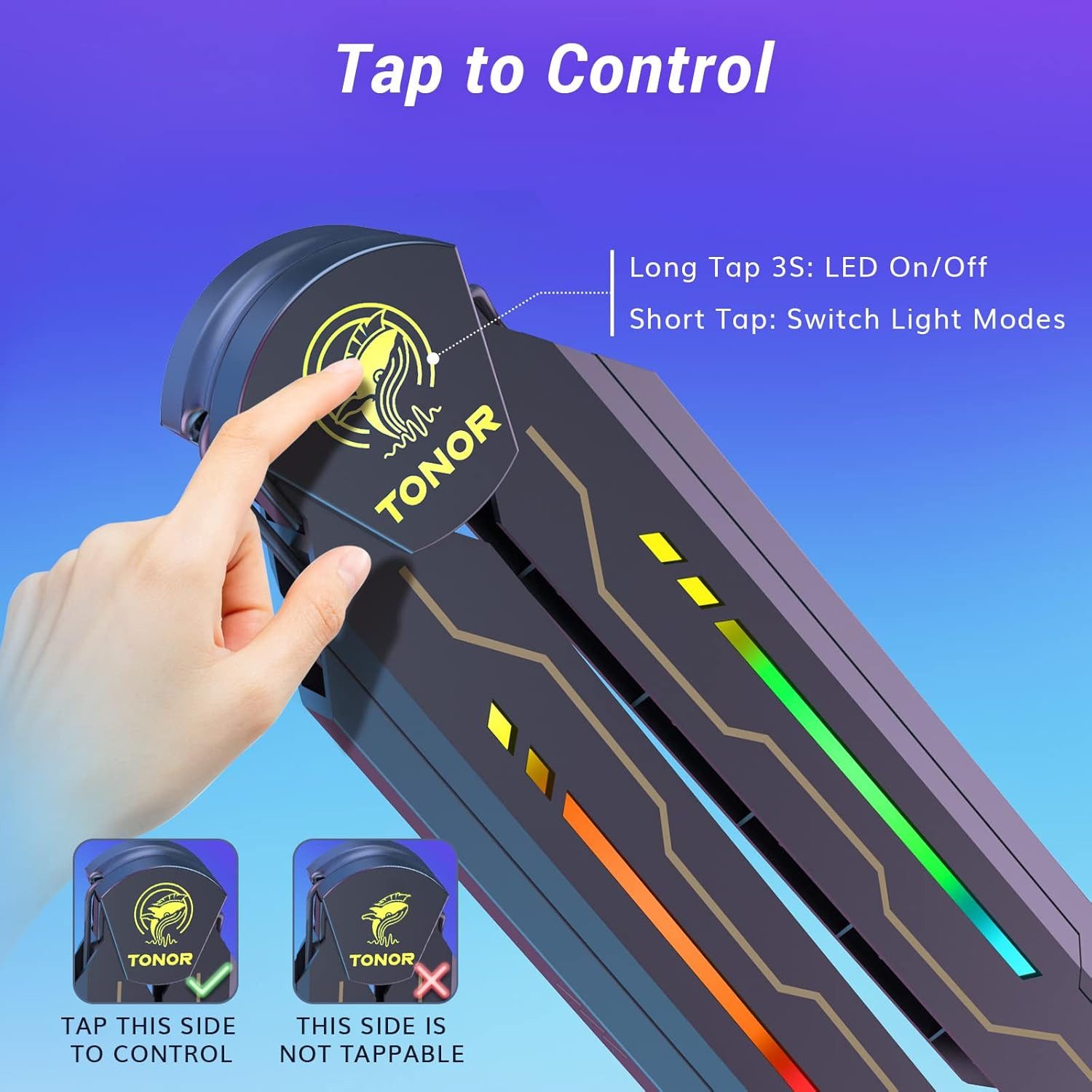TONOR Mikrofon-Halterung Gaming Mikrofon Arm mit RGB Licht, Leuchten Touch verstellbar