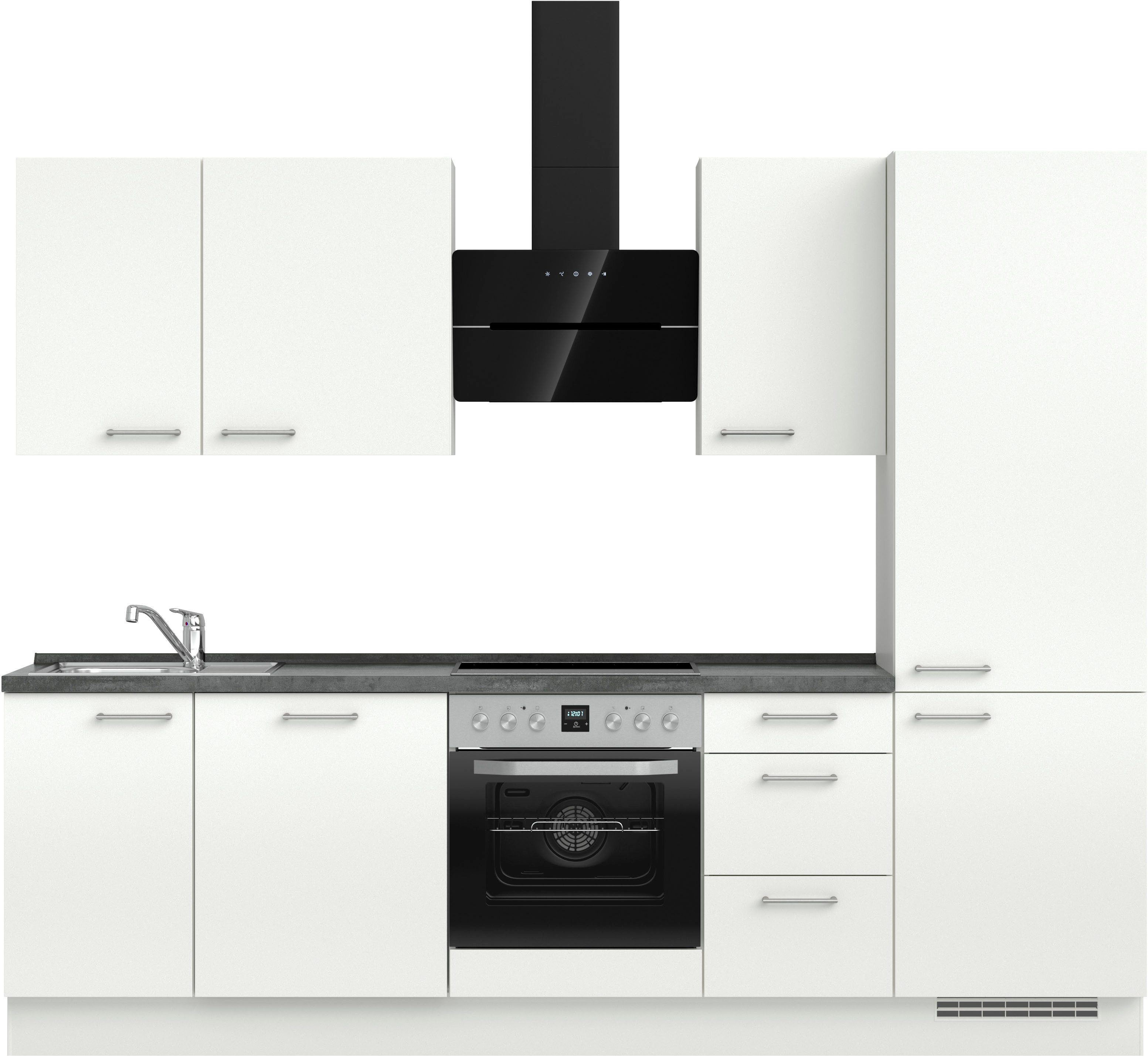 nobilia® Küchenzeile "Laser II", NEU: individuell anpassbar mit gratis Profi-Beratung, vormontiert, 270 cm breit, optional mit verschiedenen E‑Geräte-Sets