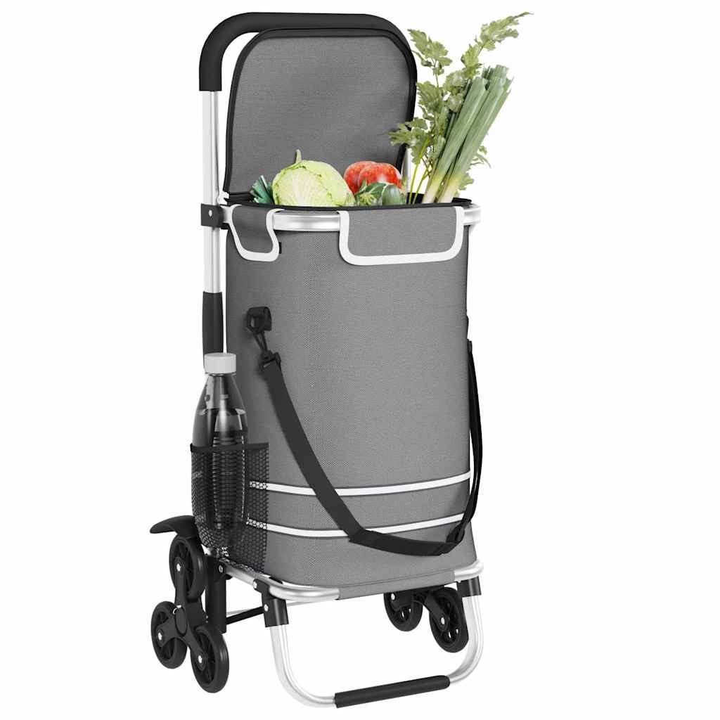 vidaXL Einkaufstrolley Einkaufswagen 1 Grau 47 x 39 x 100,5 cm Oxford-Stoff