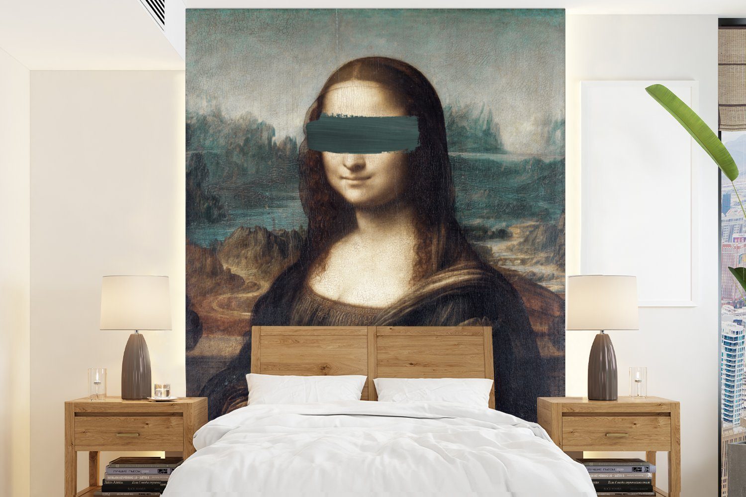 MuchoWow Fototapete Mona Lisa - Da Vinci - Gemälde, Matt, bedruckt, (4 St), Montagefertig Vinyl Tapete für Wohnzimmer, Wandtapete