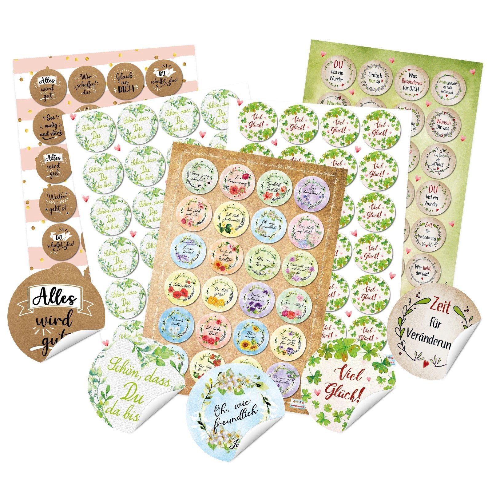 Logbuch-Verlag Aufkleber 5 x 24 bunte Aufkleber - großes Sticker Set Glück Hoffnung Motivation